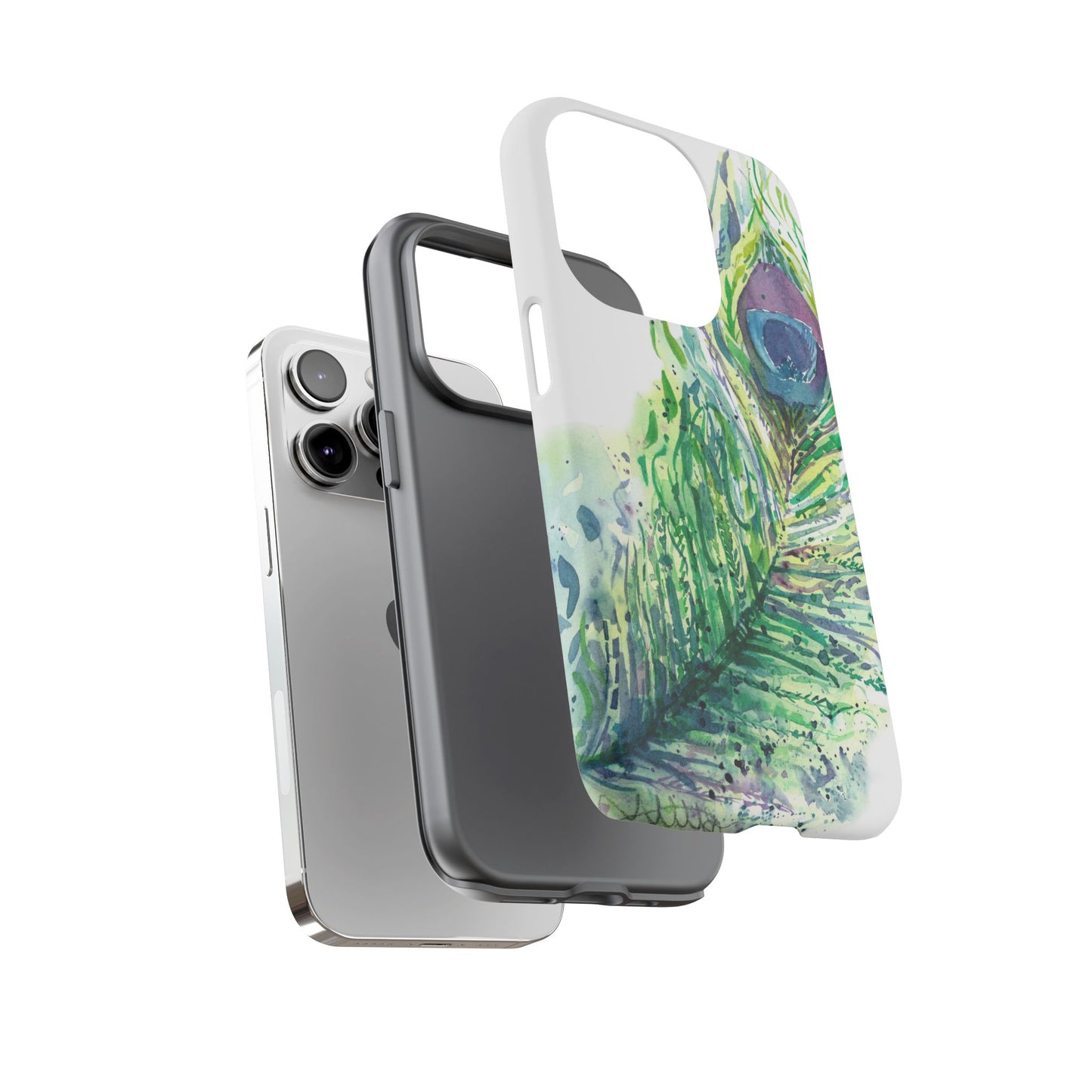 Colorful Peacock Feather Tough Phone Case – Stylish Nature-Inspired Mobile Cover & Unique Gift Idea - Brooke Zitting, LLC