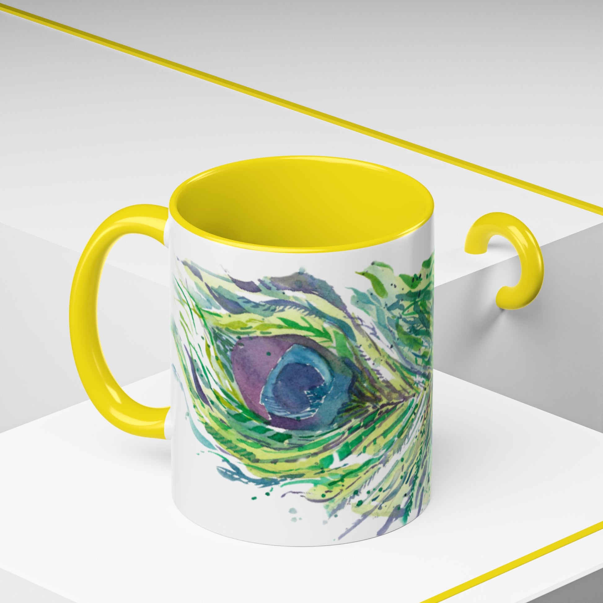 Light as a Feather Peacock Feather Accent Coffee Mug (11, 15oz) - Brooke Zitting, LLC