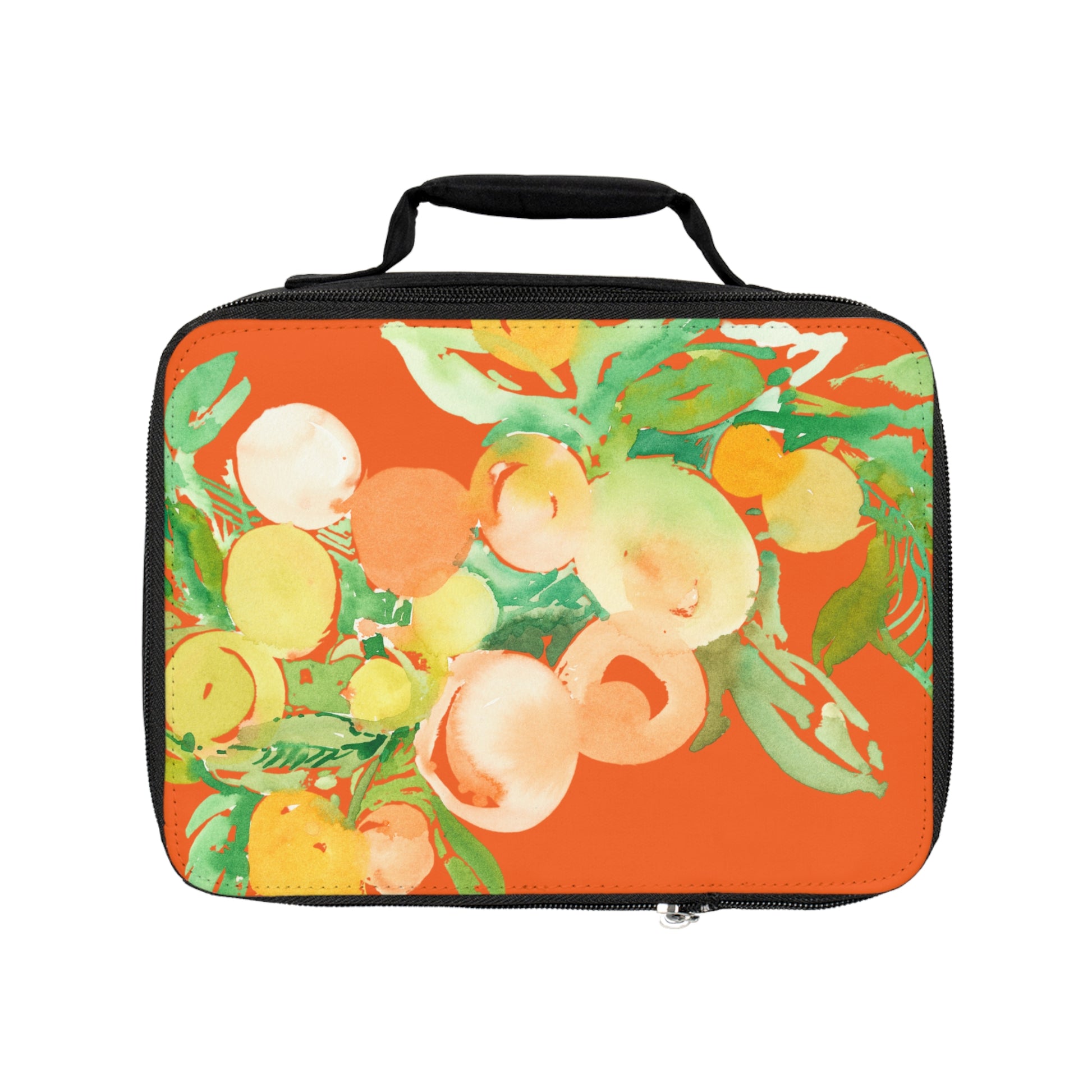 Citrus and Peach Watercolor Design Lunch Bag  – Eco-Friendly Tote for School, Work, Picnics & Beach - Brooke Zitting, LLC
