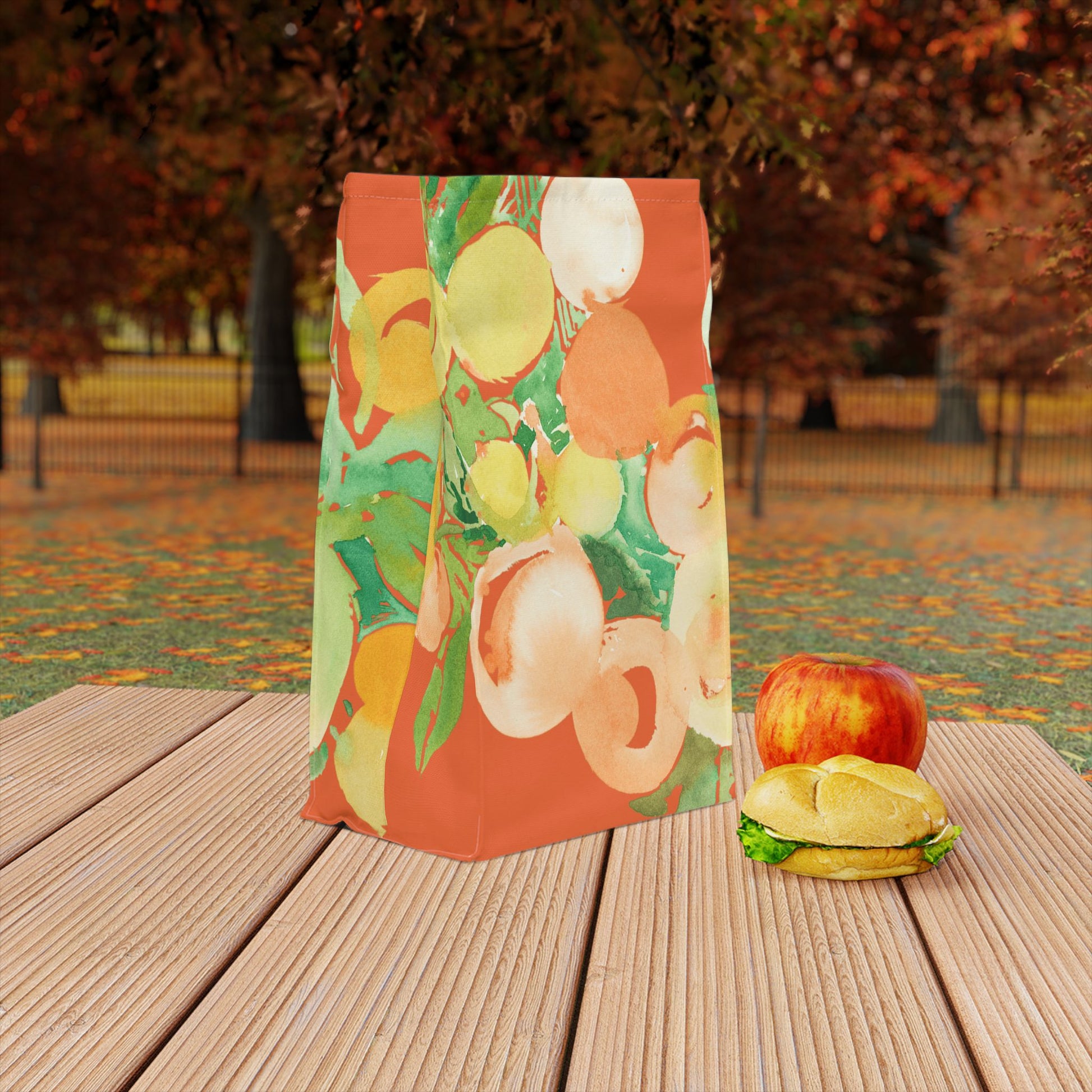 Citrus and Peach Watercolor Design Lunch Bag – Insulated, Wipe-Clean, Eco-Friendly Tote for Daily Use - Brooke Zitting, LLC
