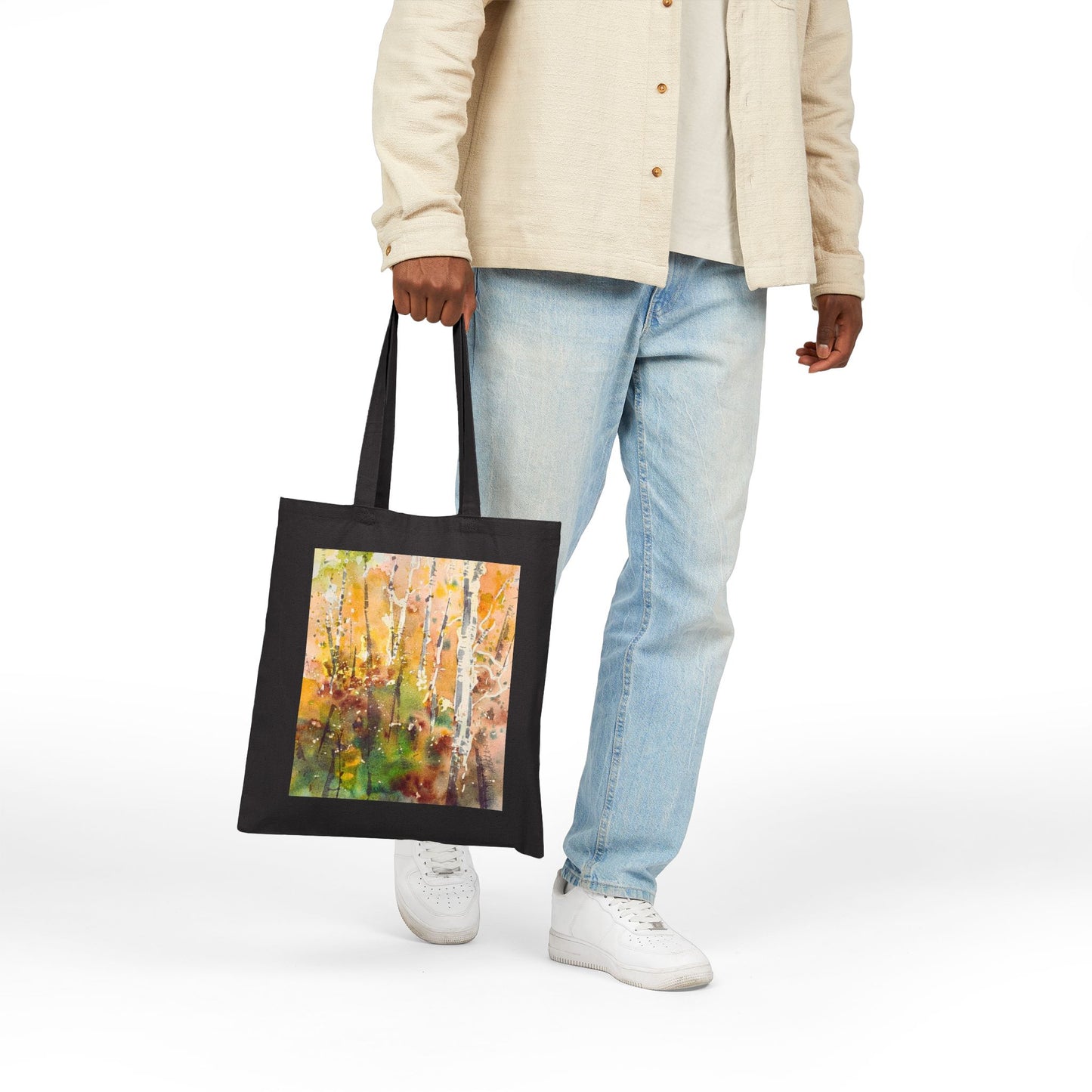 Autumn’s Gentle Haze Cotton Canvas Tote – Eco-Friendly Beach & Shopping Bag for Ocean Lovers