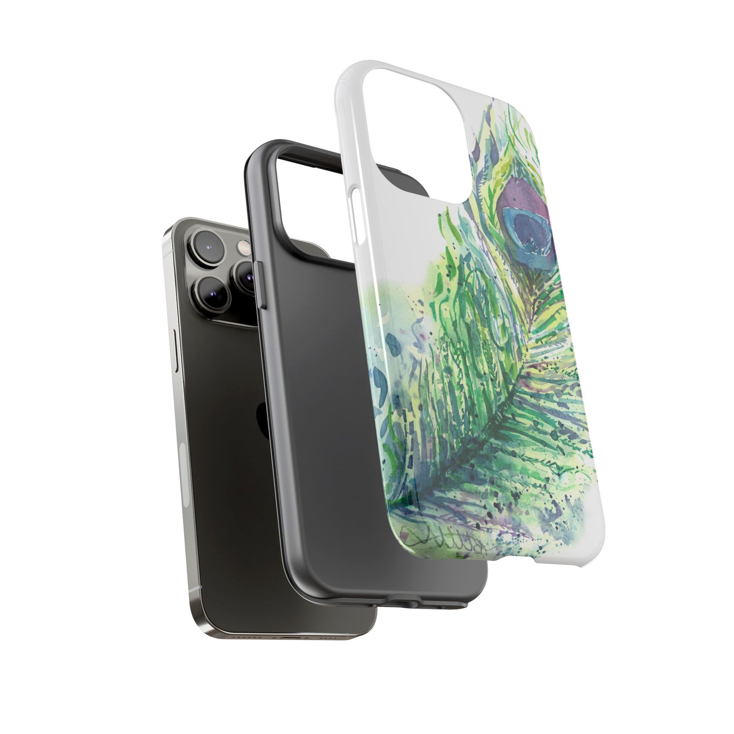 Colorful Peacock Feather Tough Phone Case – Stylish Nature-Inspired Mobile Cover & Unique Gift Idea - Brooke Zitting, LLC