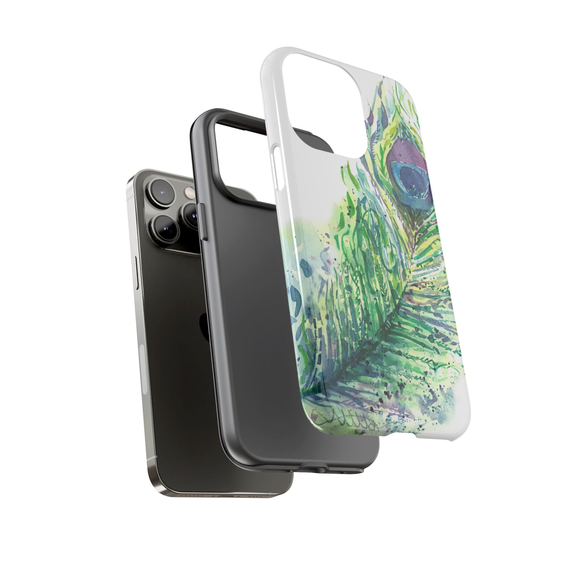 Colorful Peacock Feather Tough Phone Case – Stylish Nature-Inspired Mobile Cover & Unique Gift Idea - Brooke Zitting, LLC
