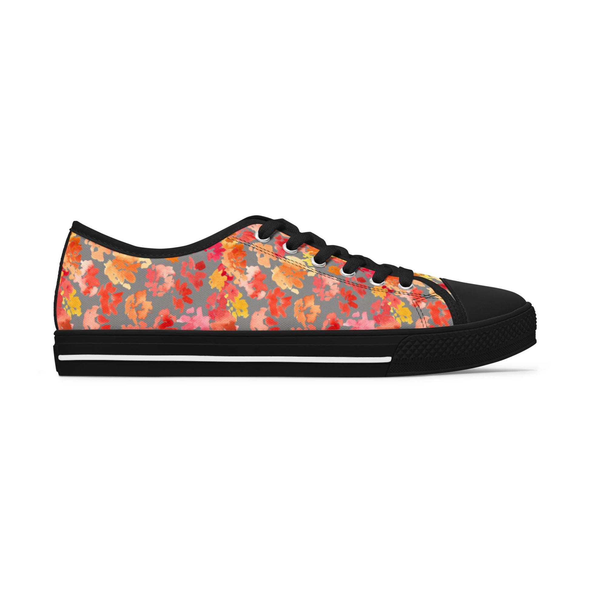 Watercolor Posy on Grey Accent Low Top Sneakers – Stylish Shoes for All | Unique Gift Idea - Brooke Zitting, LLC