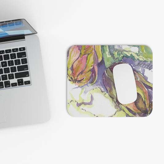 Italian Artichoke Watercolor Design Mouse Pad - Watercolor Portrait, Home Office Decor, Gift for Artists, Creative Workspace Accessory, Desk Must-Have, Unique Desk Mat - Brooke Zitting, LLC