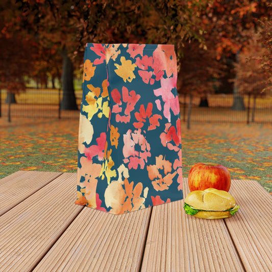 Warm Posy Watercolor Design Lunch Bag – Insulated, Wipe-Clean, Eco-Friendly Tote for Daily Use - Brooke Zitting, LLC