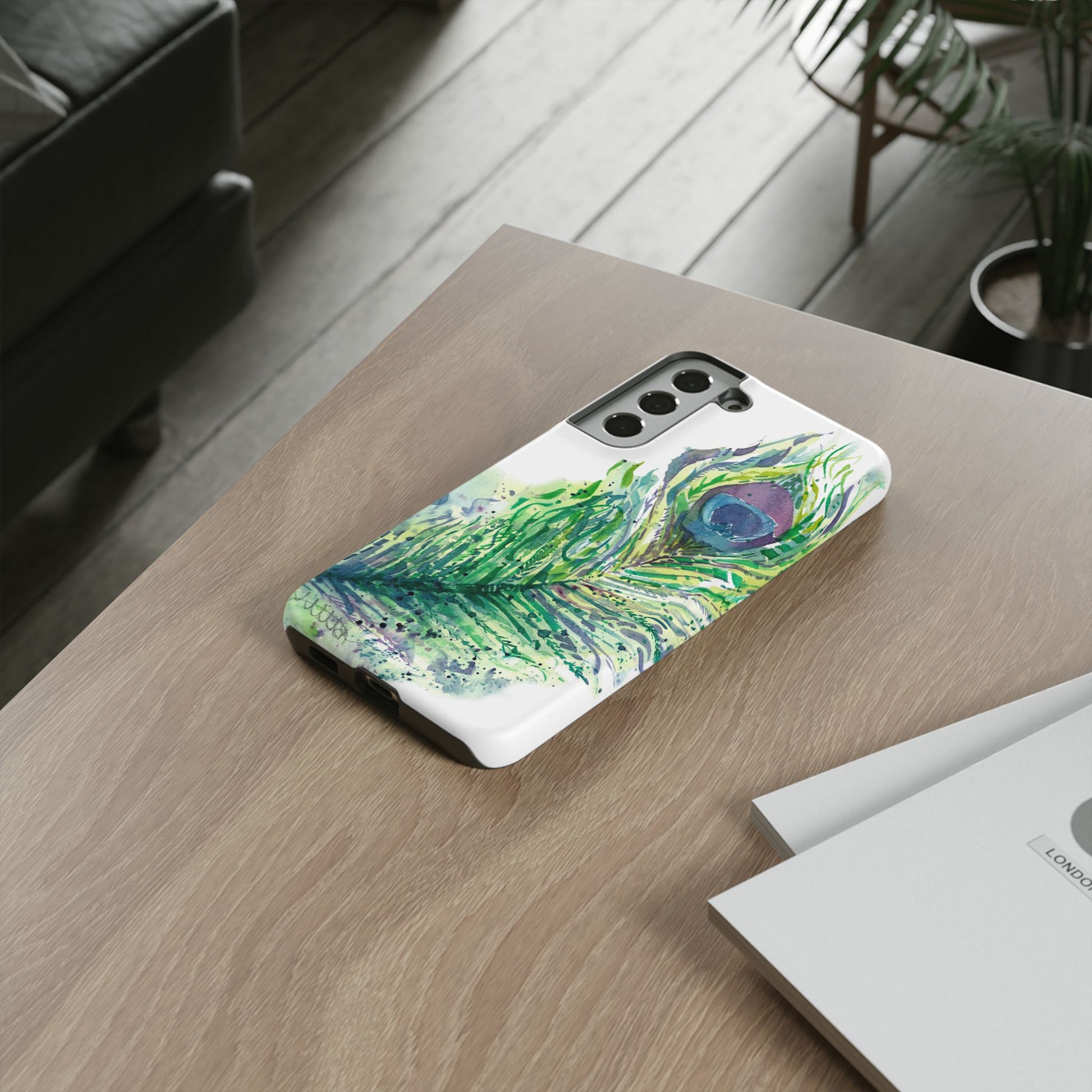 Colorful Peacock Feather Tough Phone Case – Stylish Nature-Inspired Mobile Cover & Unique Gift Idea - Brooke Zitting, LLC