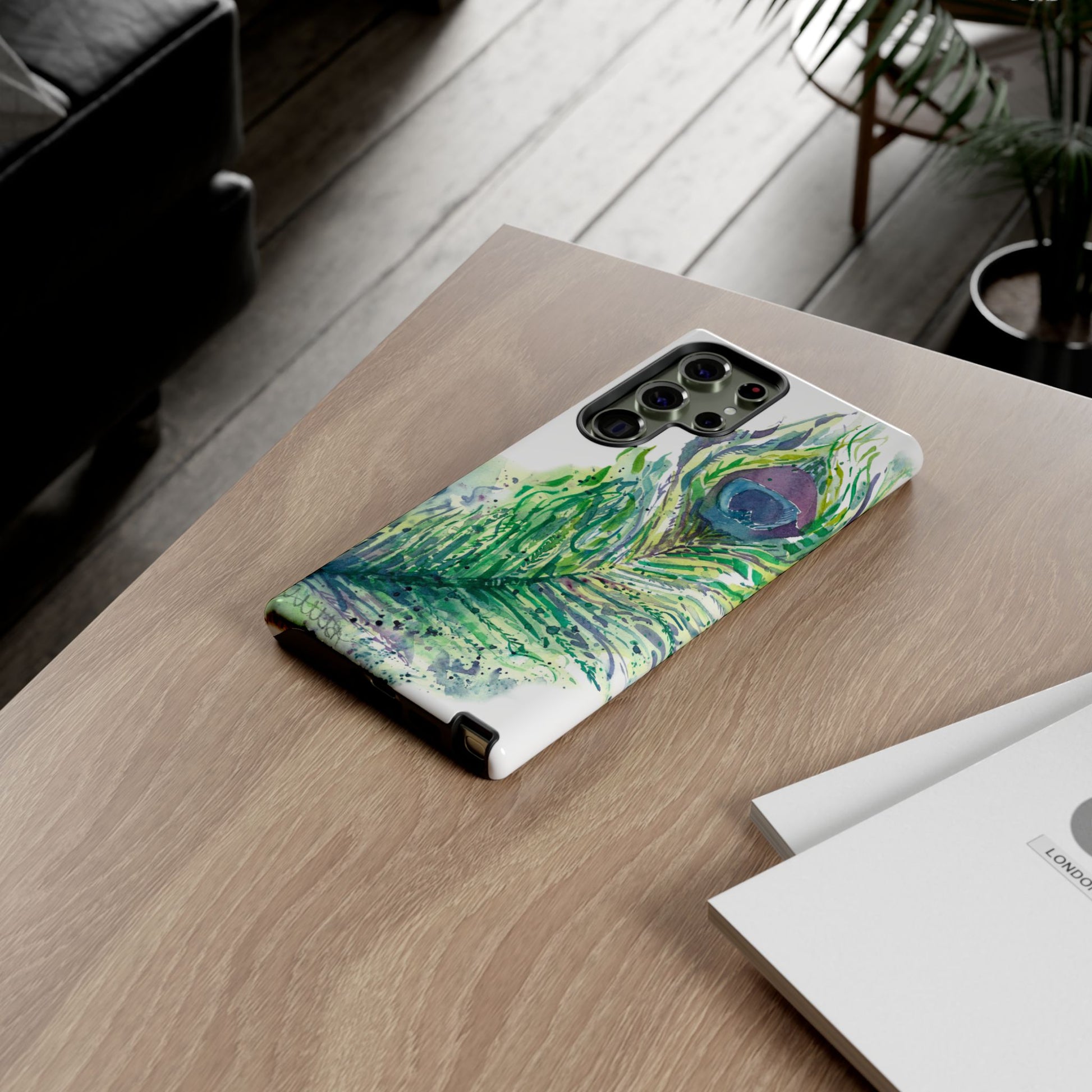 Colorful Peacock Feather Tough Phone Case – Stylish Nature-Inspired Mobile Cover & Unique Gift Idea - Brooke Zitting, LLC