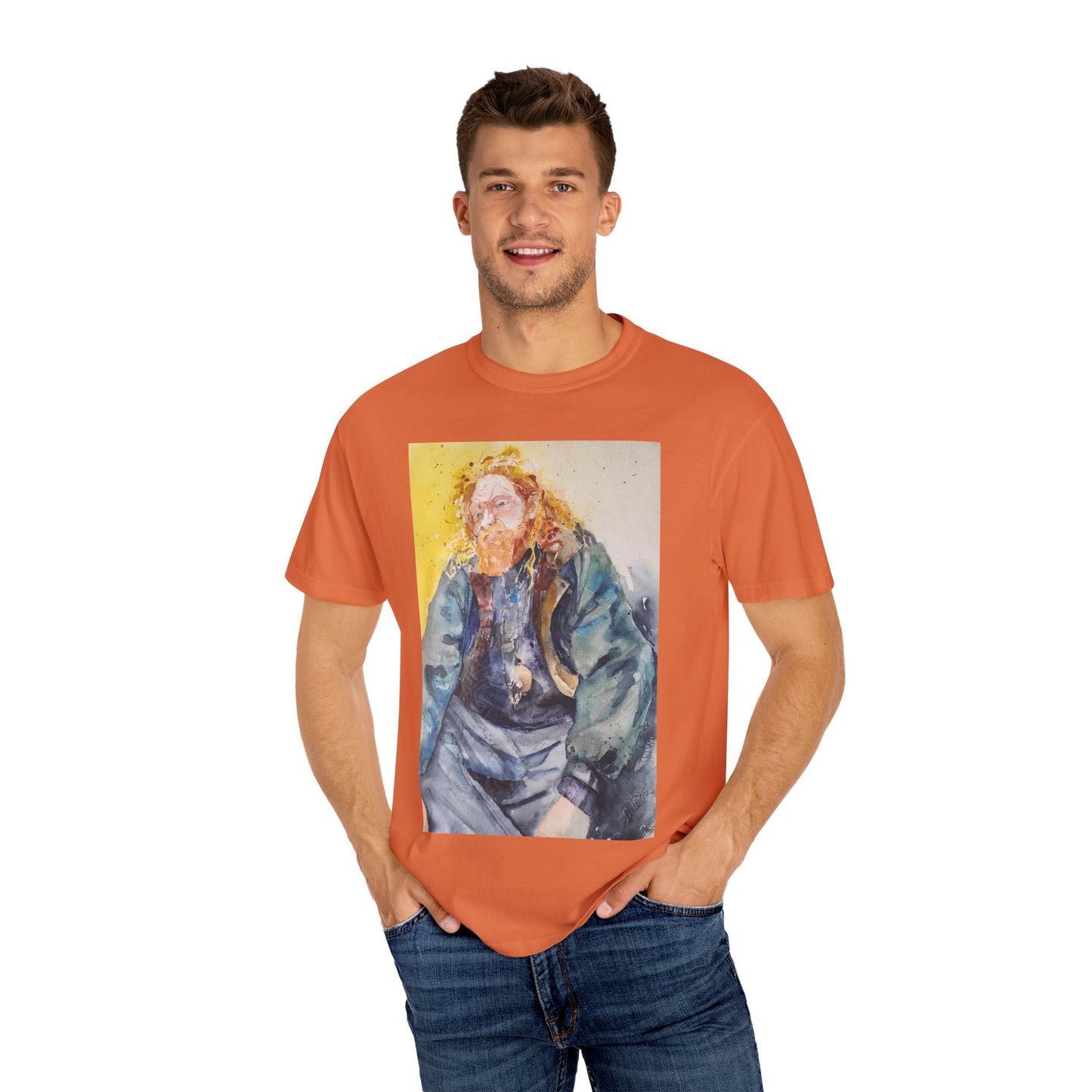 Artistic Unisex Garment-Dyed T-shirt, Vibrant Watercolor Design, Casual Wear, Artist Gift, Custom T-shirt