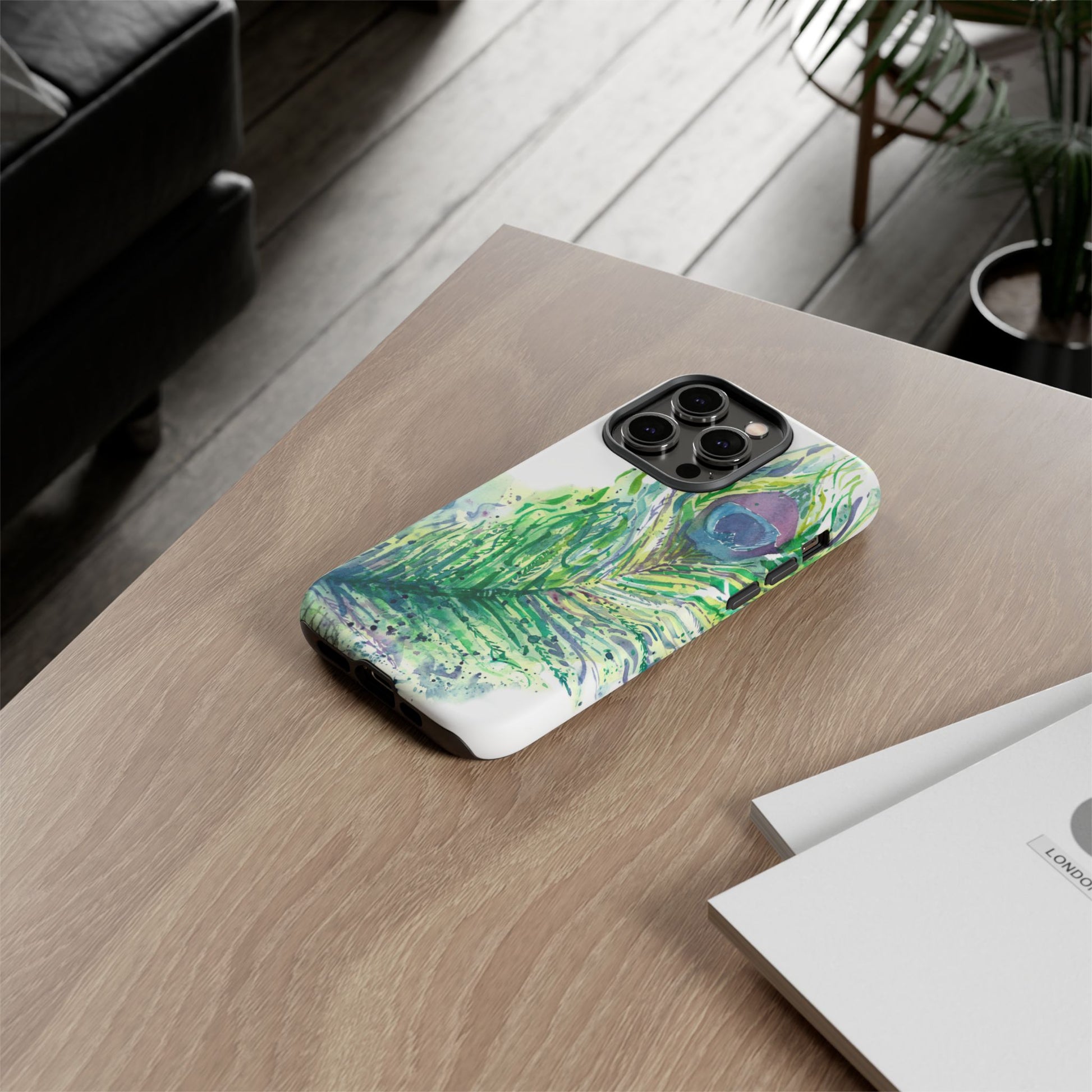 Colorful Peacock Feather Tough Phone Case – Stylish Nature-Inspired Mobile Cover & Unique Gift Idea - Brooke Zitting, LLC