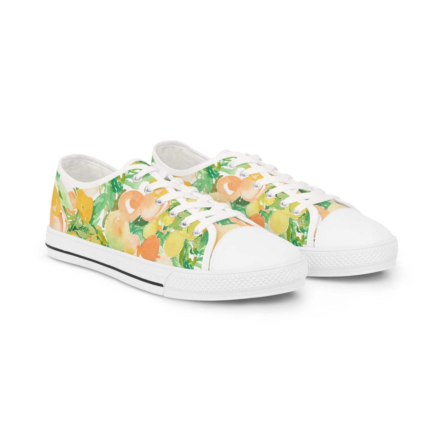 Watercolor Vibrant Citrus and Peaches Low Top Sneakers – Stylish Shoes for All | Unique Gift Idea - Brooke Zitting, LLC