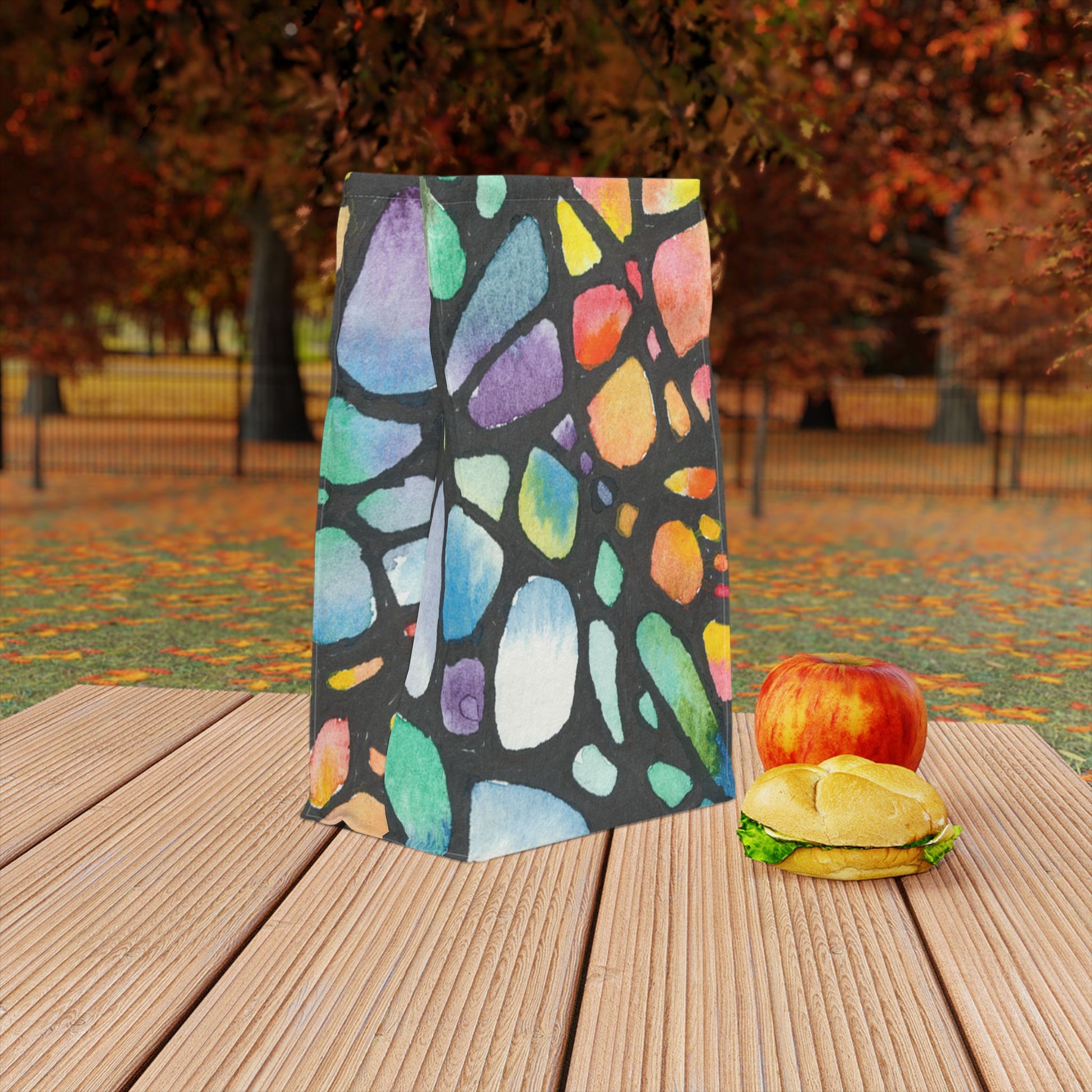 Watercolor Stone Design Lunch Bag – Insulated, Wipe-Clean, Eco-Friendly Tote for Daily Use - Brooke Zitting, LLC