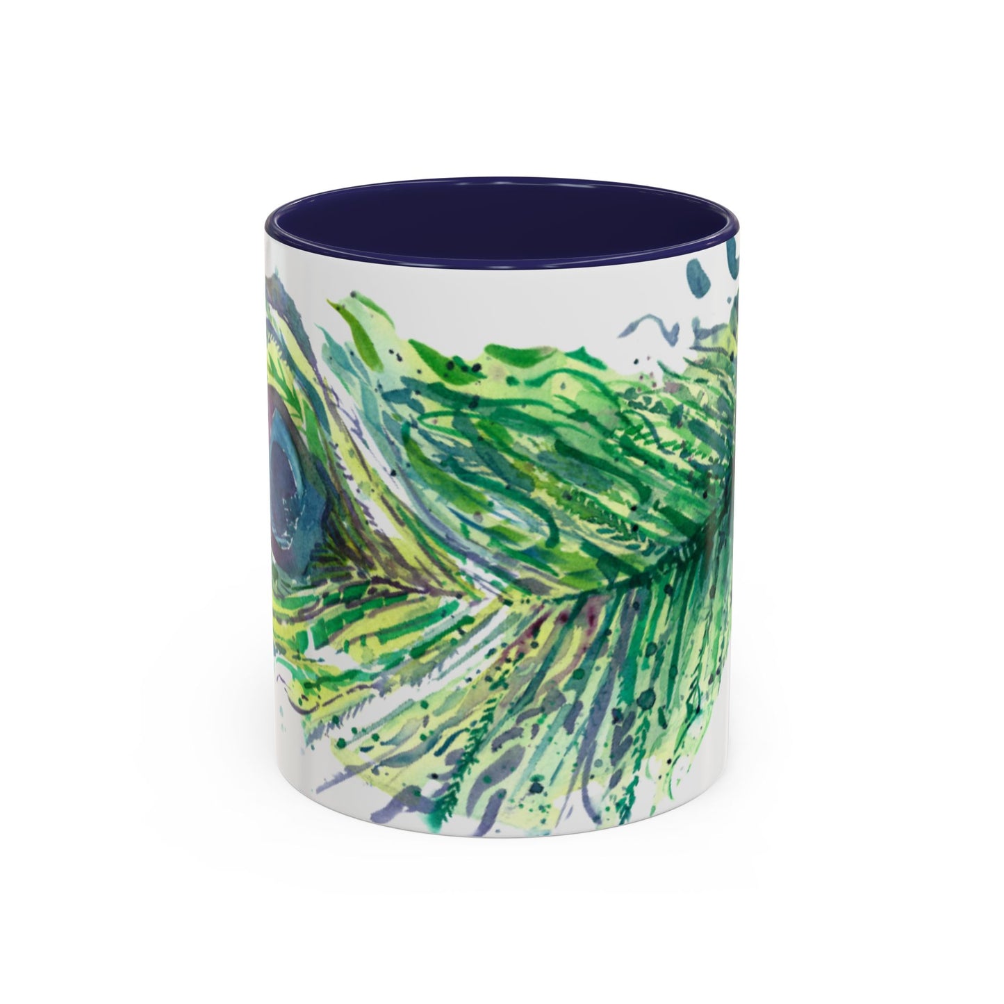 Light as a Feather Peacock Feather Accent Coffee Mug (11, 15oz) - Brooke Zitting, LLC