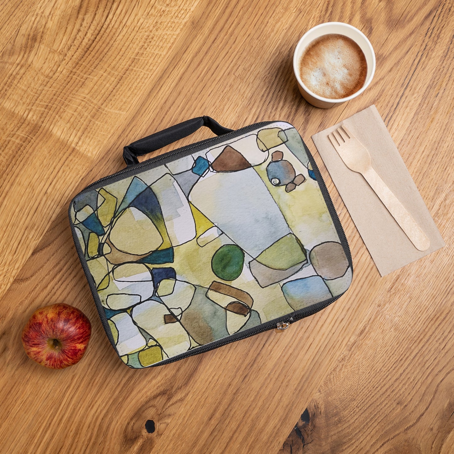 Fragmented Whisper Watercolor Design Lunch Bag  – Eco-Friendly Tote for School, Work, Picnics & Beach - Brooke Zitting, LLC