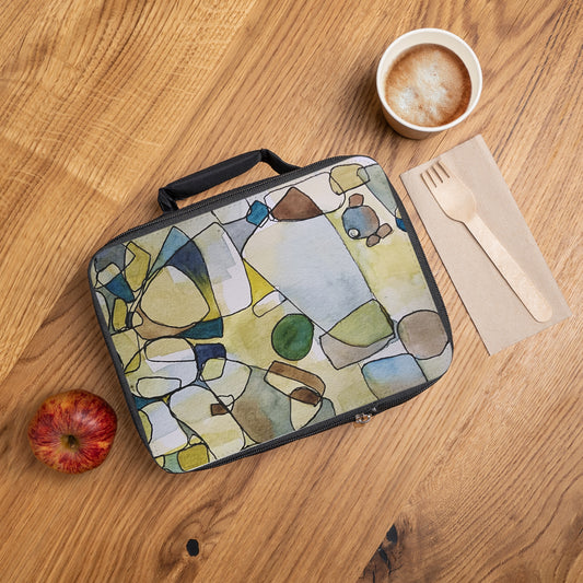 Fragmented Whisper Watercolor Design Lunch Bag  – Eco-Friendly Tote for School, Work, Picnics & Beach - Brooke Zitting, LLC