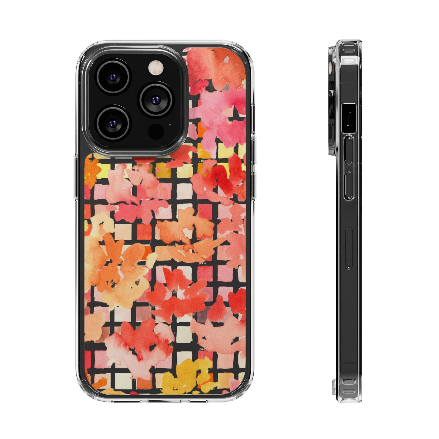 Watercolor Pixel Posy Clear Phone Case - Brooke Zitting, LLC