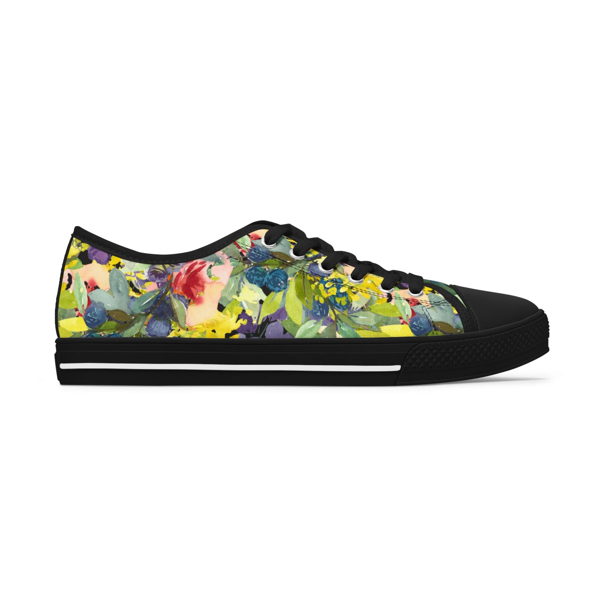 Watercolor Playful Floral Wreath Low Top Sneakers – Stylish Shoes for All | Unique Gift Idea - Brooke Zitting, LLC