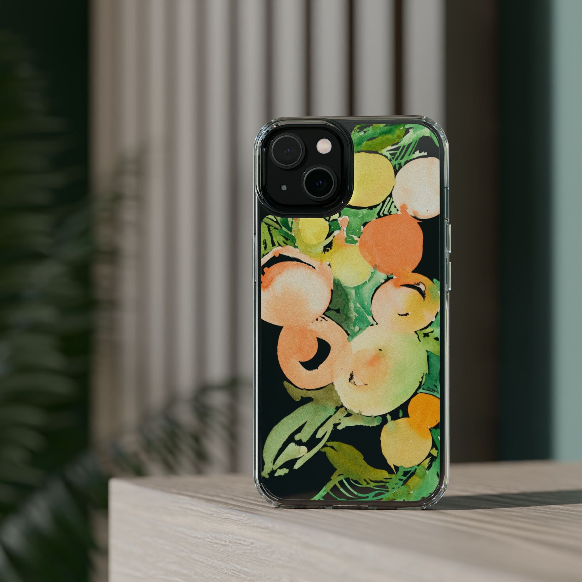 Watercolor Peaches Clear Phone Case - Brooke Zitting, LLC