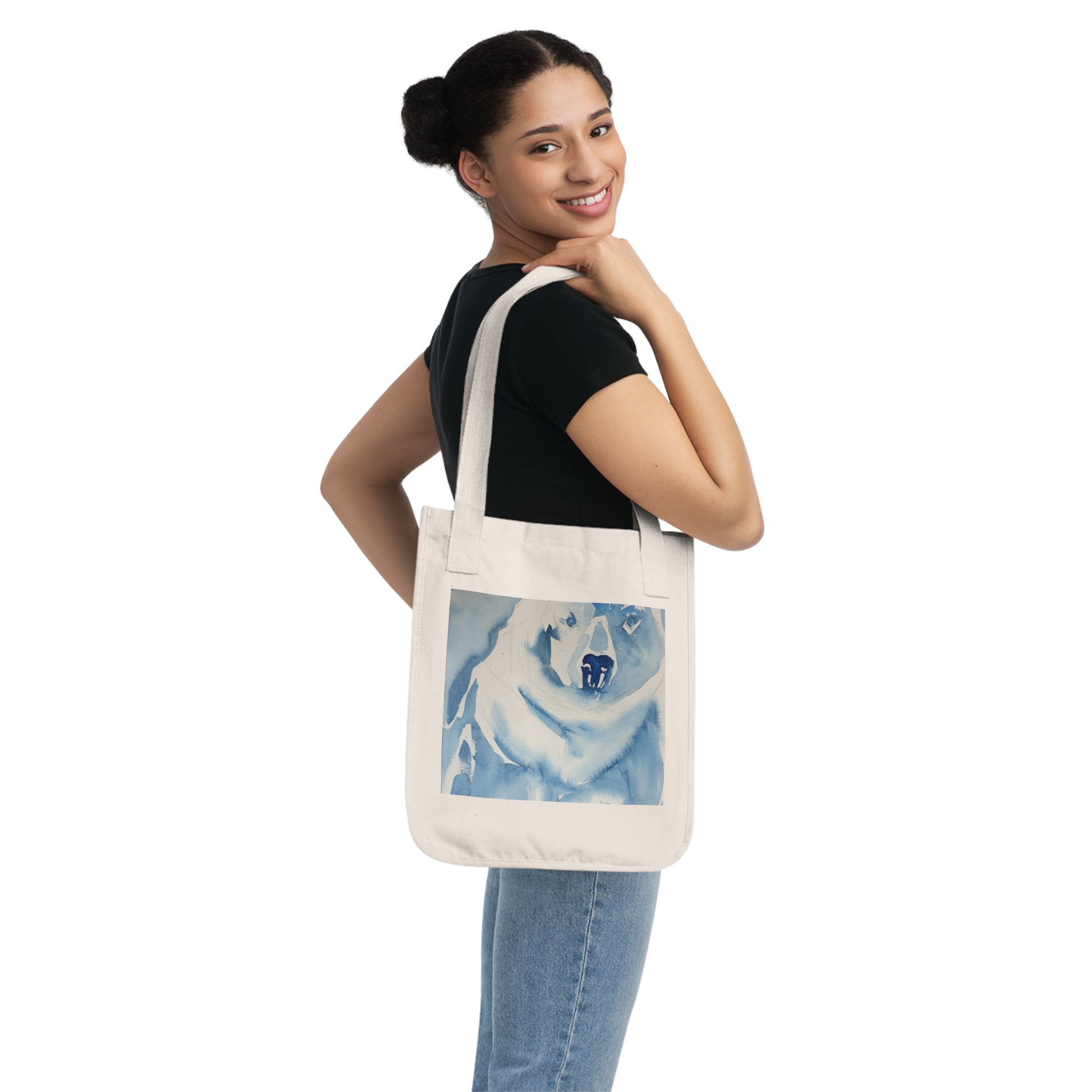 Polar Plunge Watercolor Design Organic Canvas Tote – Eco-Friendly, Watercolor Fine Art, Reusable Bag for Art Lovers - Brooke Zitting, LLC