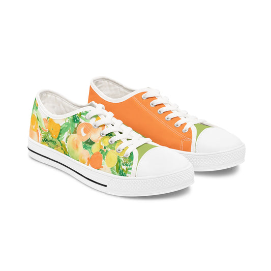 Colorblock Peach Floral Patterned Low Top Sneakers – Stylish Shoes for All | Unique Gift Idea - Brooke Zitting, LLC