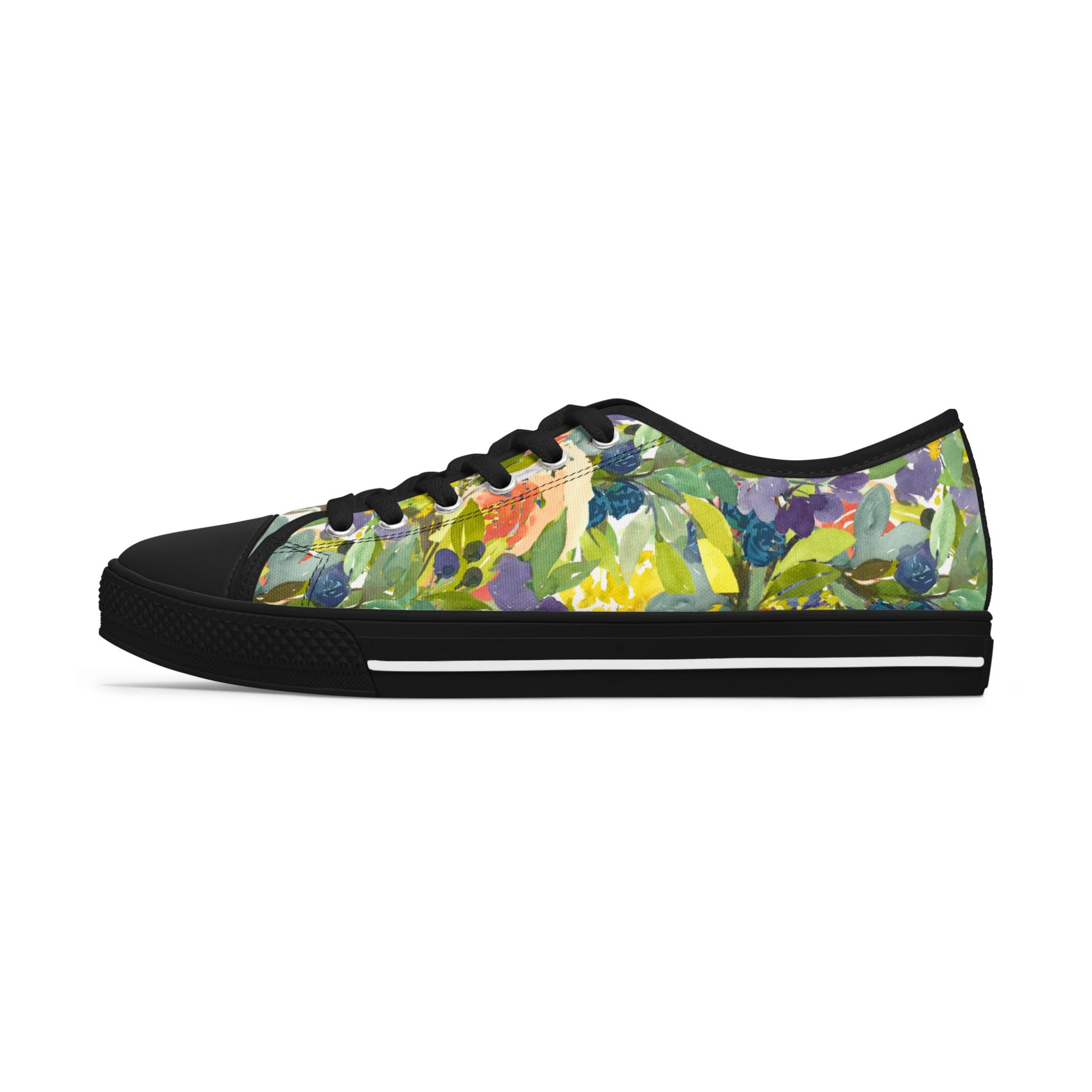 Watercolor Expressive Floral Wreath Low Top Sneakers – Stylish Shoes for All | Unique Gift Idea - Brooke Zitting, LLC