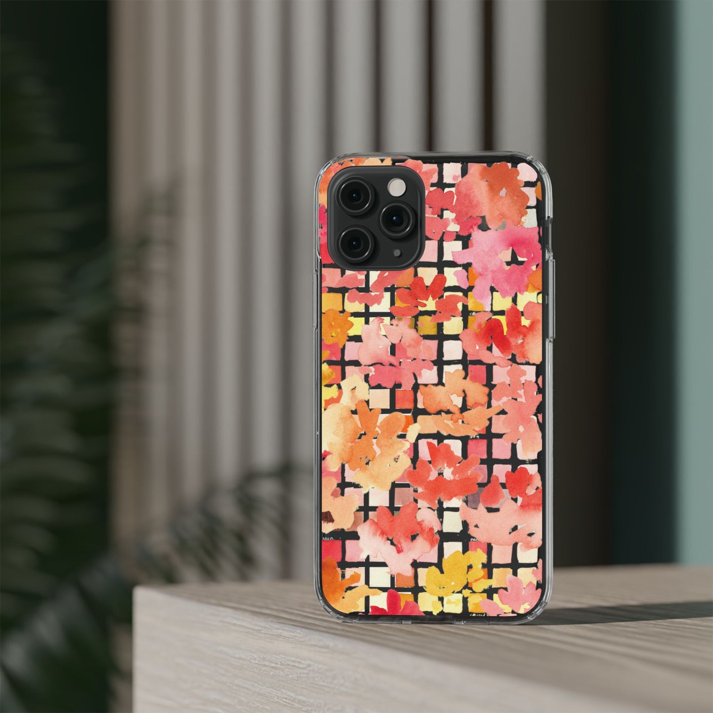 Watercolor Pixel Posy Clear Phone Case - Brooke Zitting, LLC