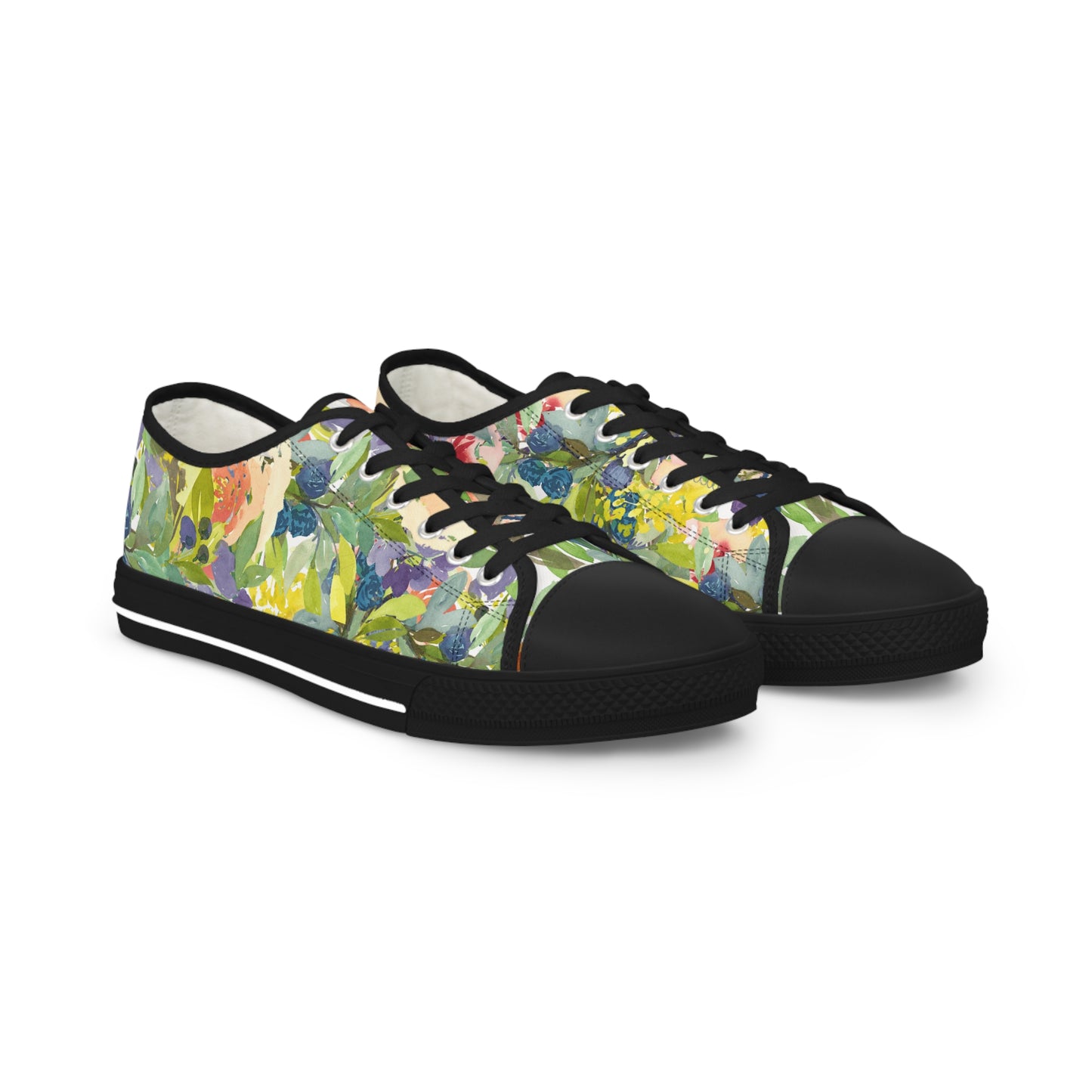 Watercolor Expressive Floral Wreath Low Top Sneakers – Stylish Shoes for All | Unique Gift Idea - Brooke Zitting, LLC