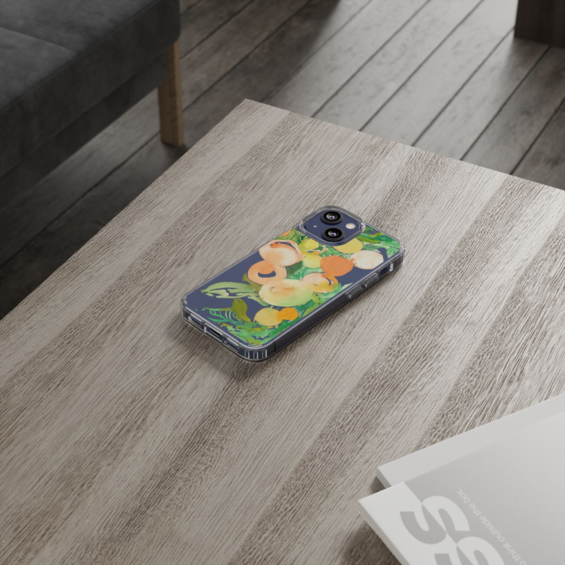 Watercolor Peaches Clear Phone Case - Brooke Zitting, LLC