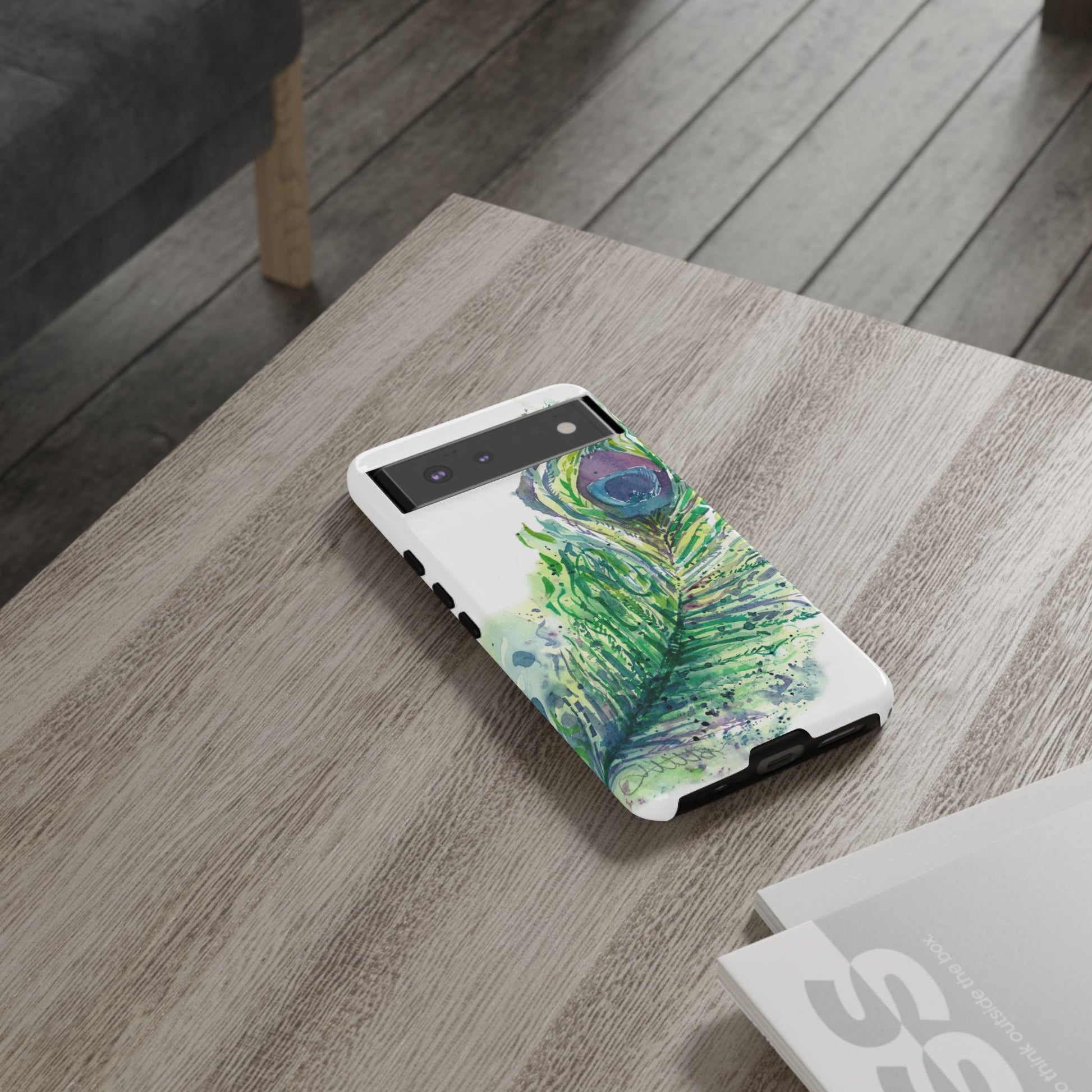 Colorful Peacock Feather Tough Phone Case – Stylish Nature-Inspired Mobile Cover & Unique Gift Idea - Brooke Zitting, LLC