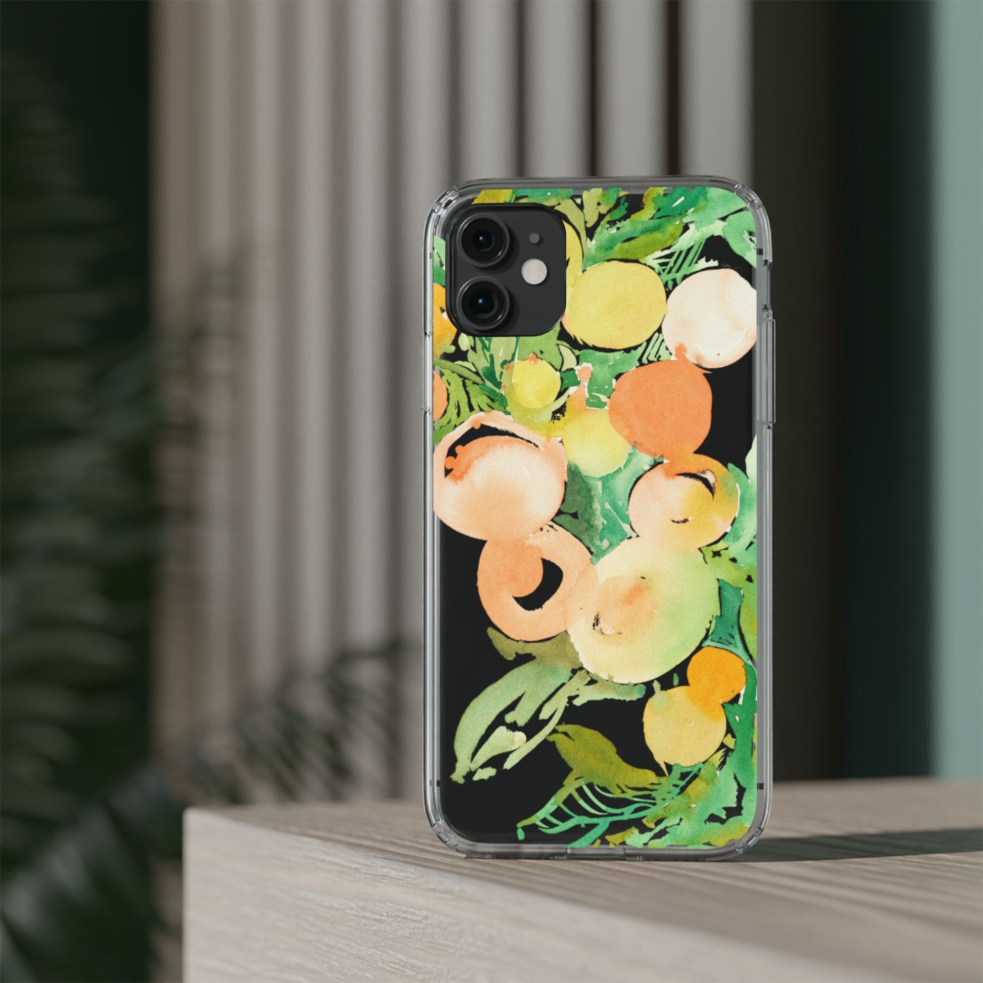 Watercolor Peaches Clear Phone Case - Brooke Zitting, LLC
