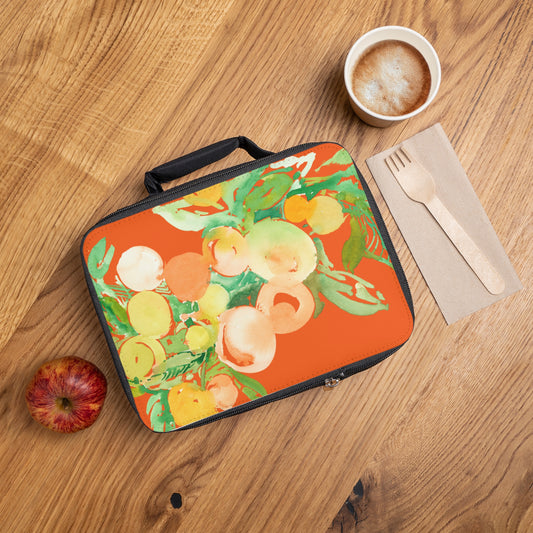 Citrus and Peach Watercolor Design Lunch Bag  – Eco-Friendly Tote for School, Work, Picnics & Beach - Brooke Zitting, LLC