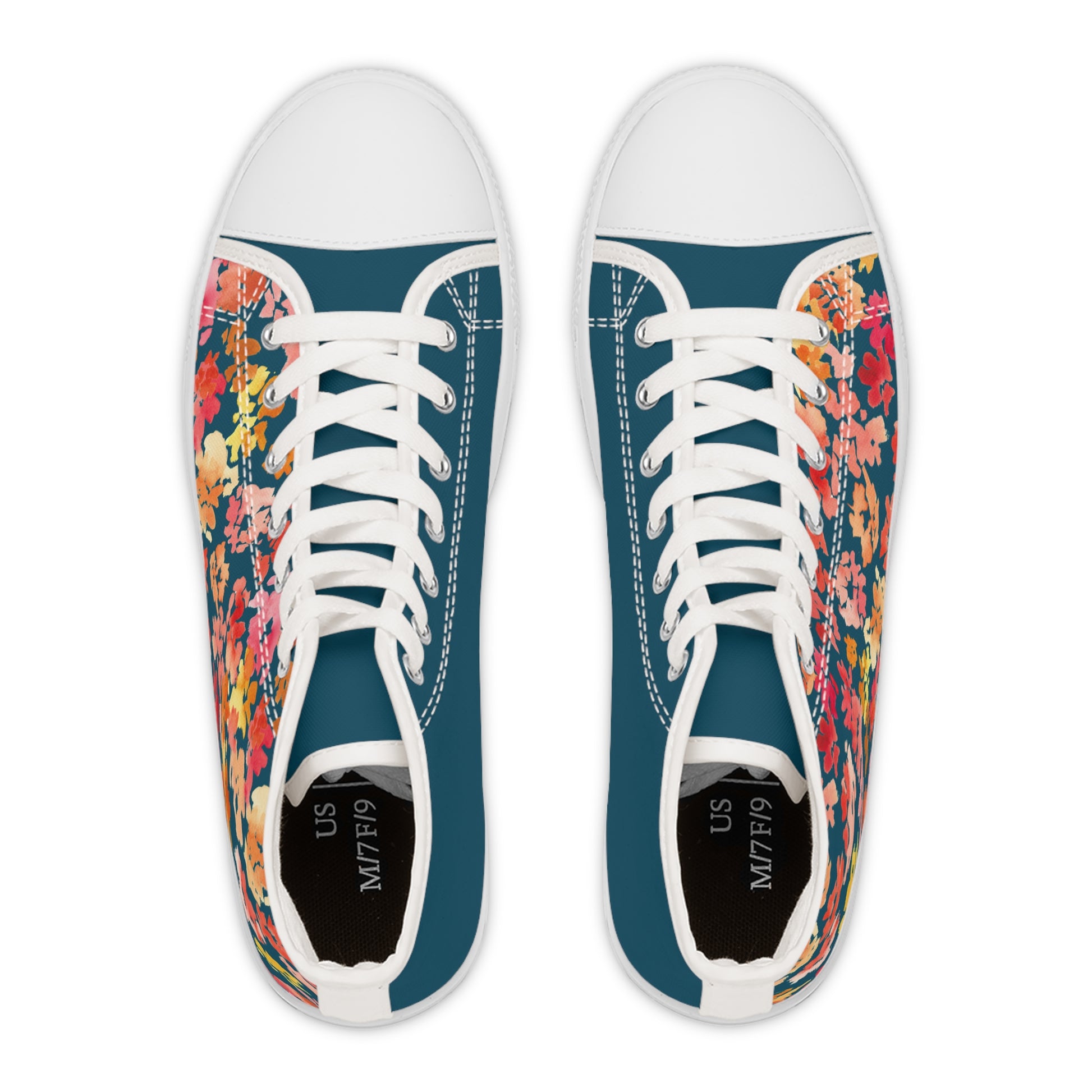 Trendy Color Block Posy High Top Sneakers with Floral Design – Stylish Shoes for All | Unique Gift Idea - Brooke Zitting, LLC