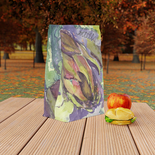 Italian Artichoke Watercolor Design Lunch Bag – Insulated, Wipe-Clean, Eco-Friendly Tote for Daily Use - Brooke Zitting, LLC