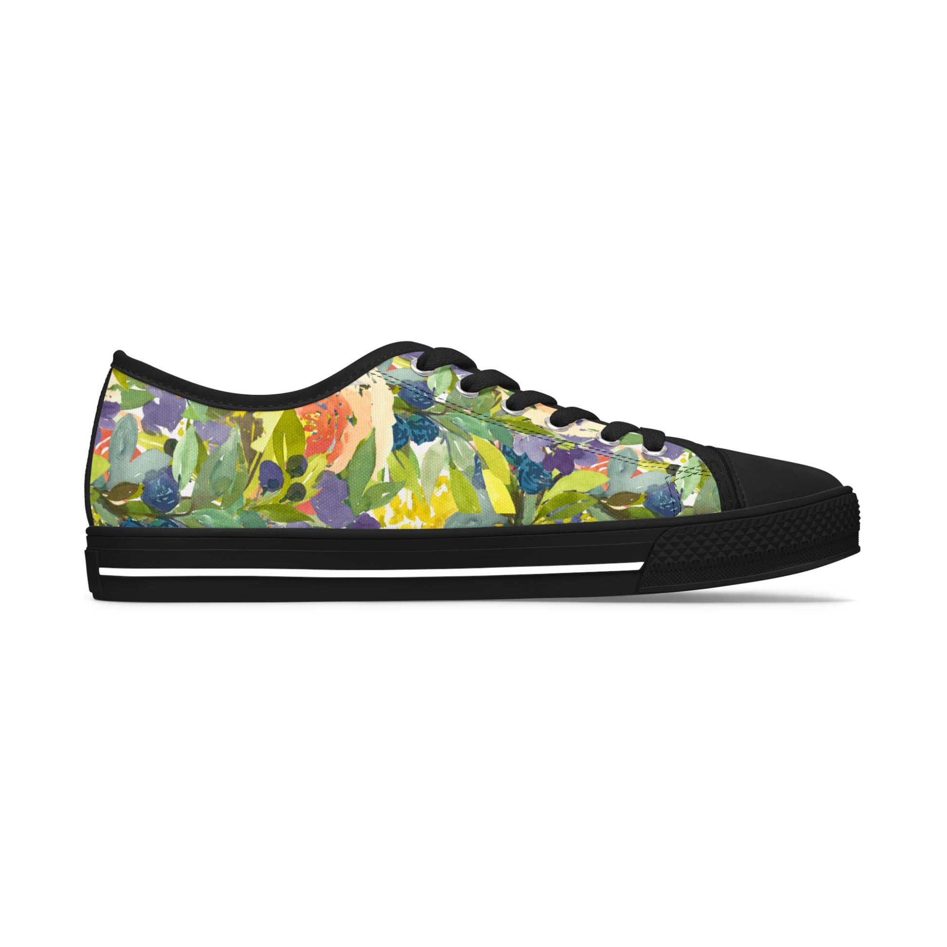 Watercolor Expressive Floral Wreath Low Top Sneakers – Stylish Shoes for All | Unique Gift Idea - Brooke Zitting, LLC