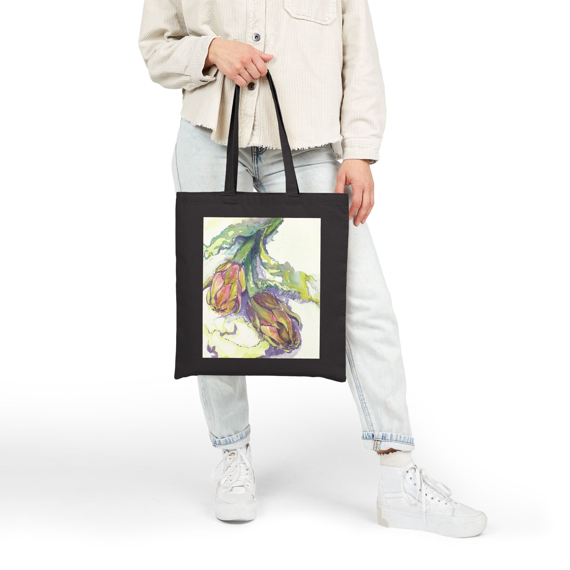 Italian Artichoke Cotton Canvas Tote – Eco-Friendly Beach & Shopping Bag for Ocean Lovers - Brooke Zitting, LLC