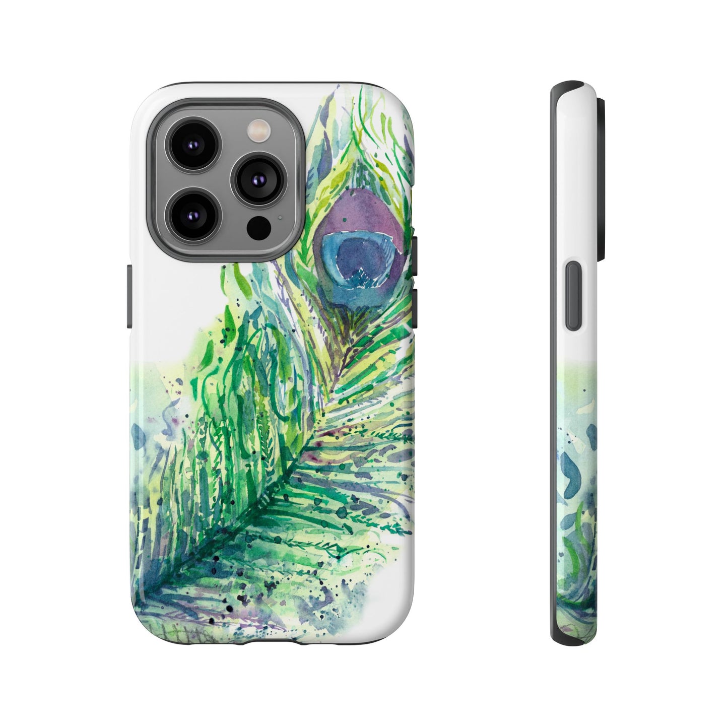 Colorful Peacock Feather Tough Phone Case – Stylish Nature-Inspired Mobile Cover & Unique Gift Idea - Brooke Zitting, LLC