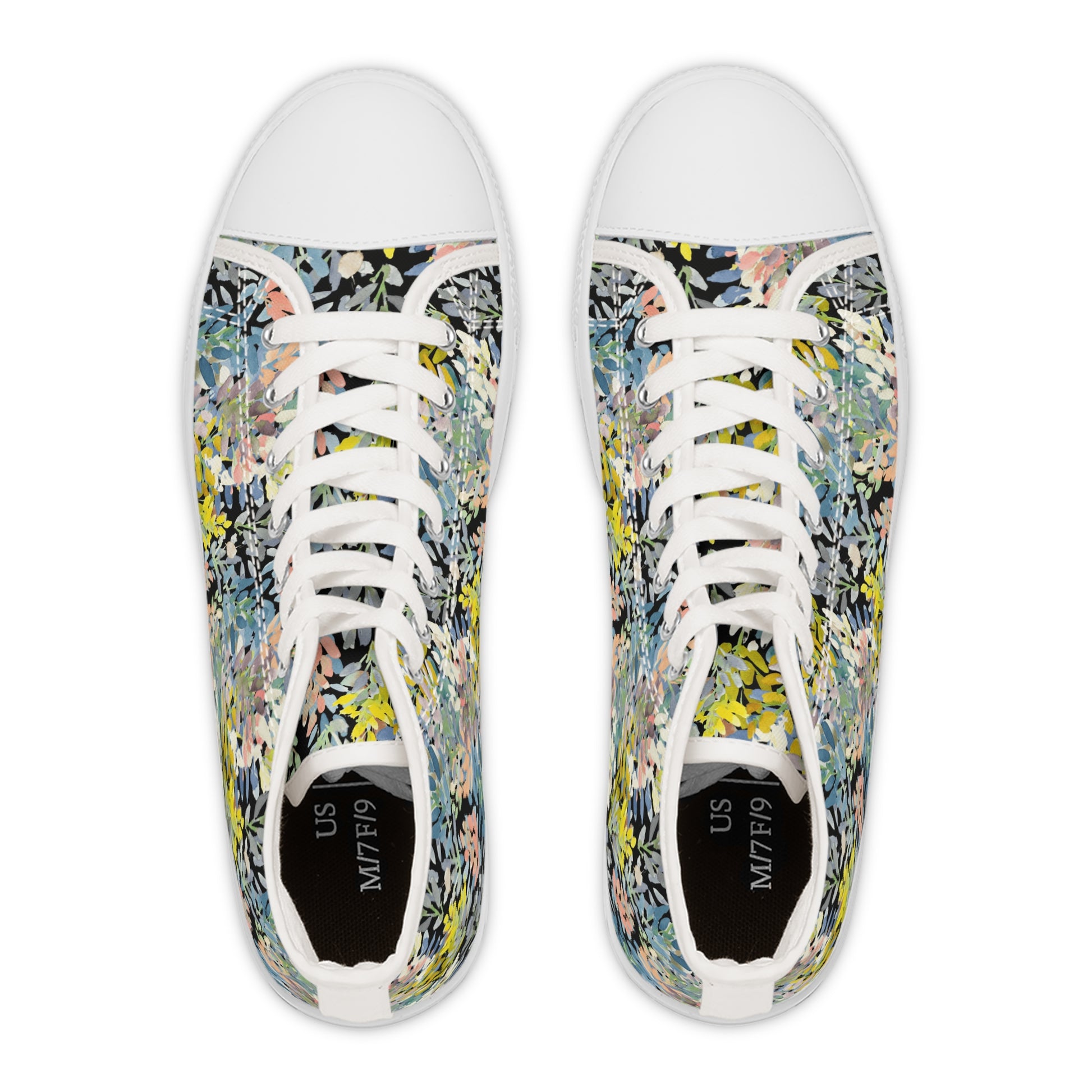 Petal Parade Dark Colorful High Top Sneakers with Floral Design – Stylish Shoes for All | Unique Gift Idea - Brooke Zitting, LLC