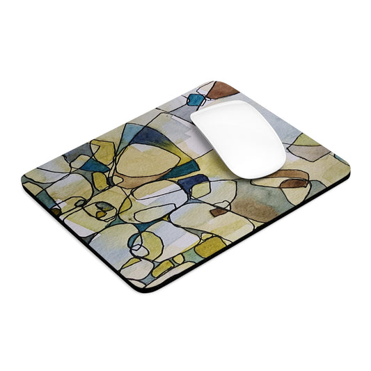 Fragmented Whispers Watercolor Design Mouse Pad, Artistic Desk Accessory, Unique Gift for Artists, Home Office Decor, Playful Workspace Addition - Brooke Zitting, LLC
