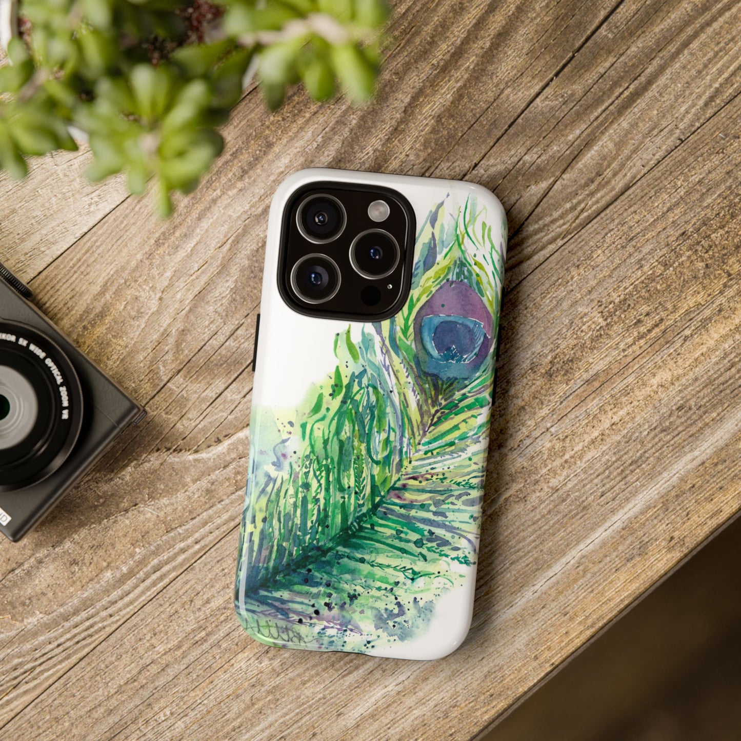 Colorful Peacock Feather Tough Phone Case – Stylish Nature-Inspired Mobile Cover & Unique Gift Idea - Brooke Zitting, LLC