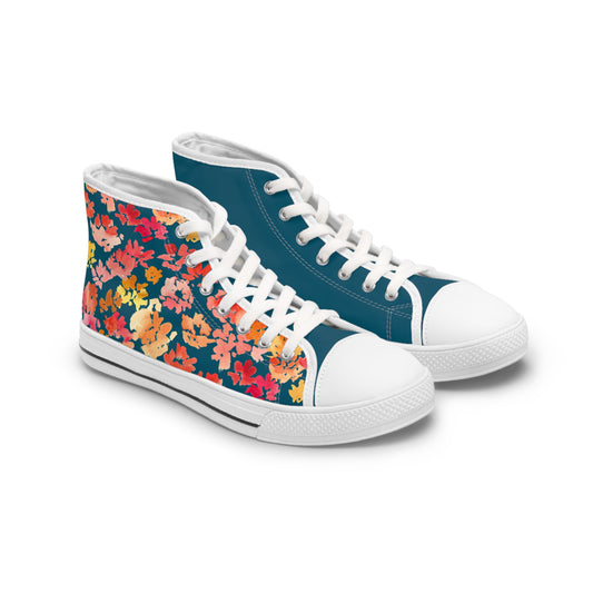 Trendy Color Block Posy High Top Sneakers with Floral Design – Stylish Shoes for All | Unique Gift Idea - Brooke Zitting, LLC