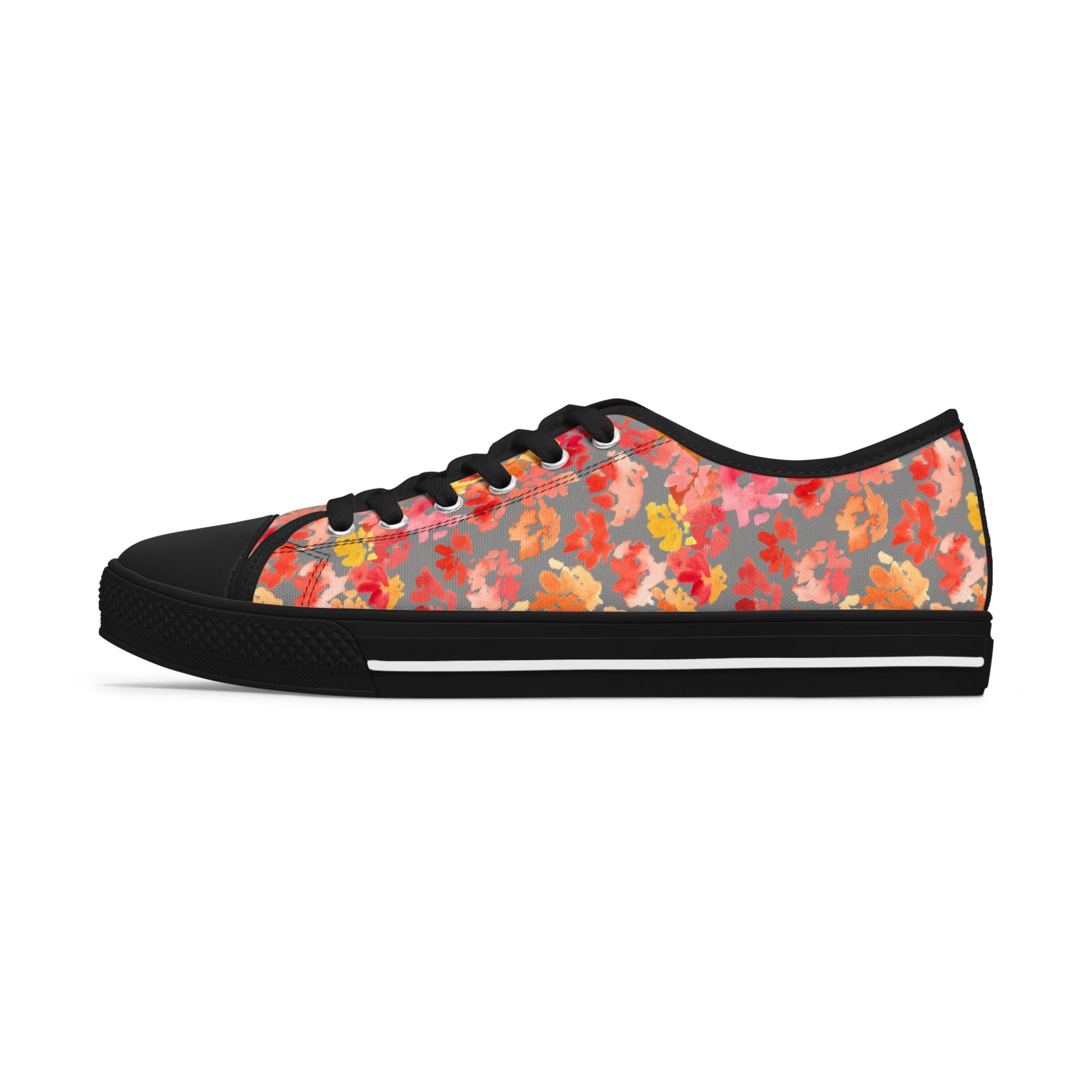 Watercolor Posy on Grey Accent Low Top Sneakers – Stylish Shoes for All | Unique Gift Idea - Brooke Zitting, LLC