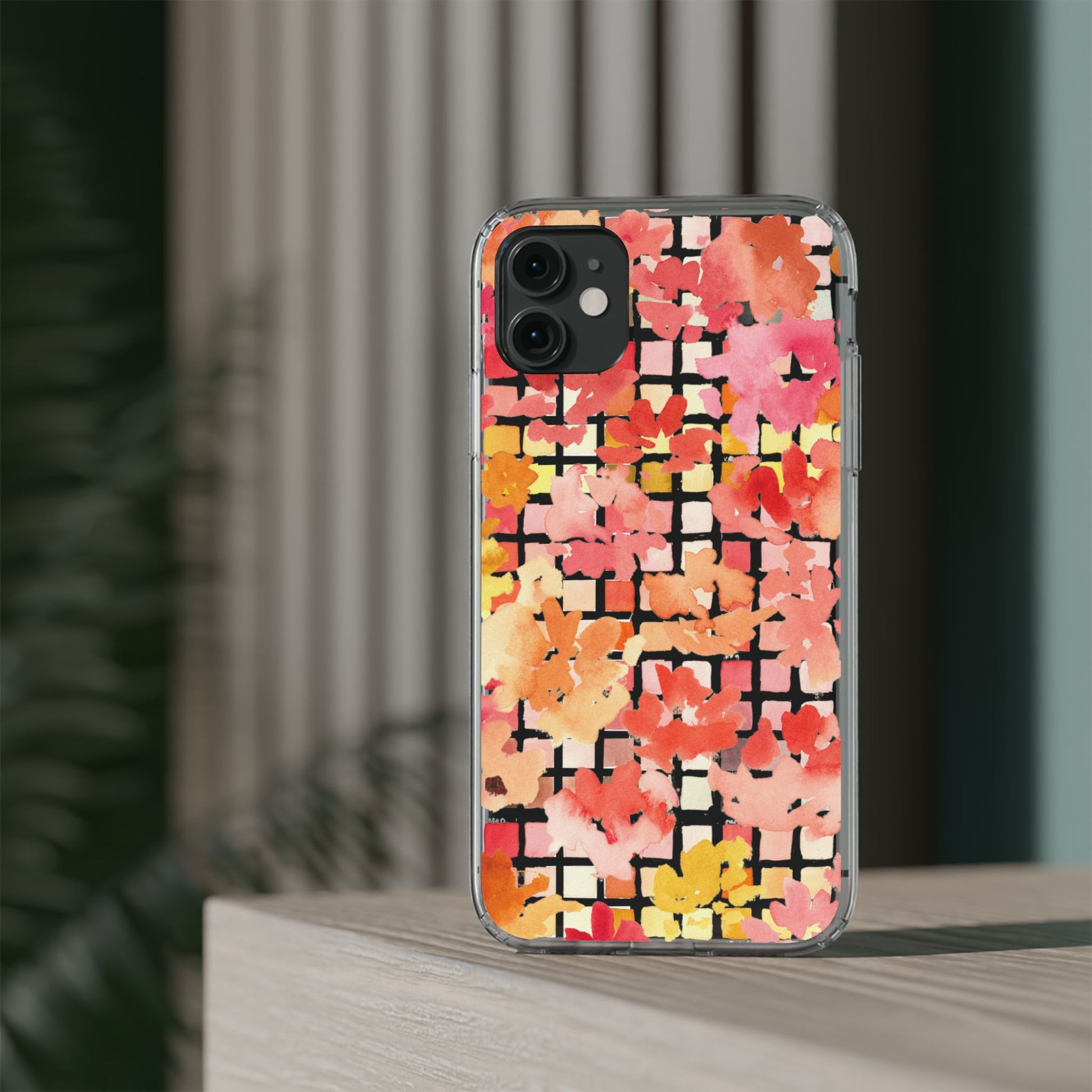 Watercolor Pixel Posy Clear Phone Case - Brooke Zitting, LLC