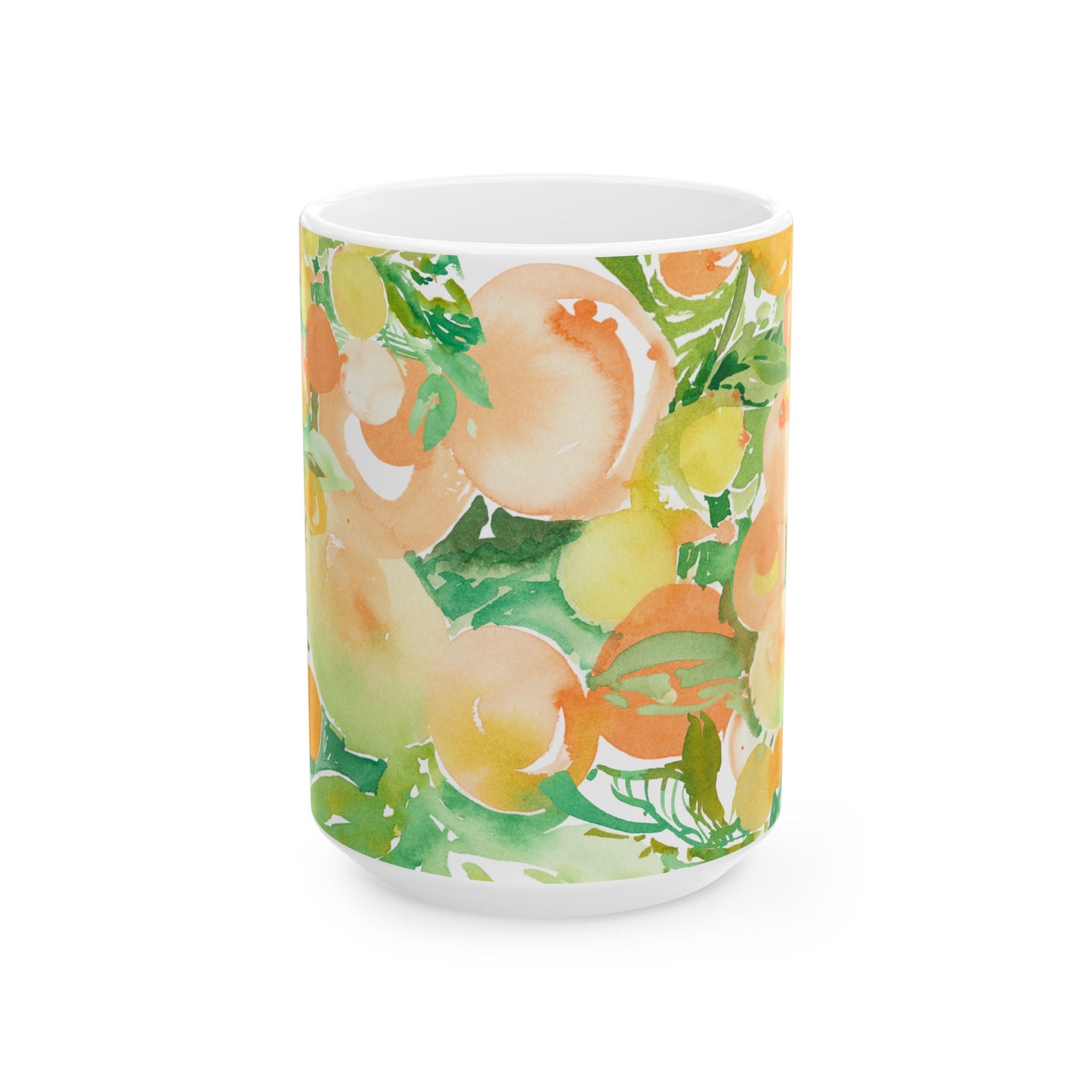 Peach Citrus Mug (11oz, 15oz) Watercolor Design - Brooke Zitting, LLC