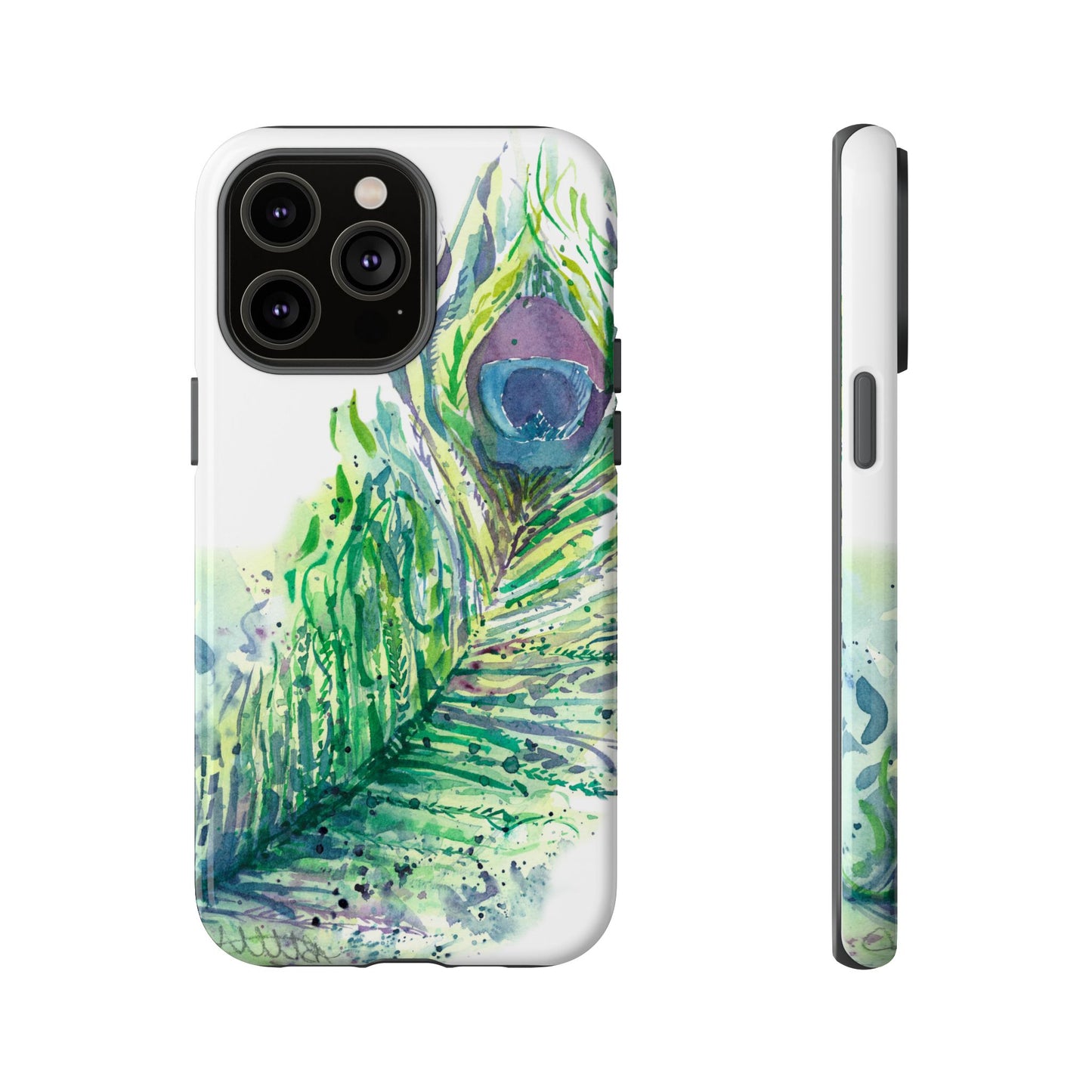 Colorful Peacock Feather Tough Phone Case – Stylish Nature-Inspired Mobile Cover & Unique Gift Idea - Brooke Zitting, LLC
