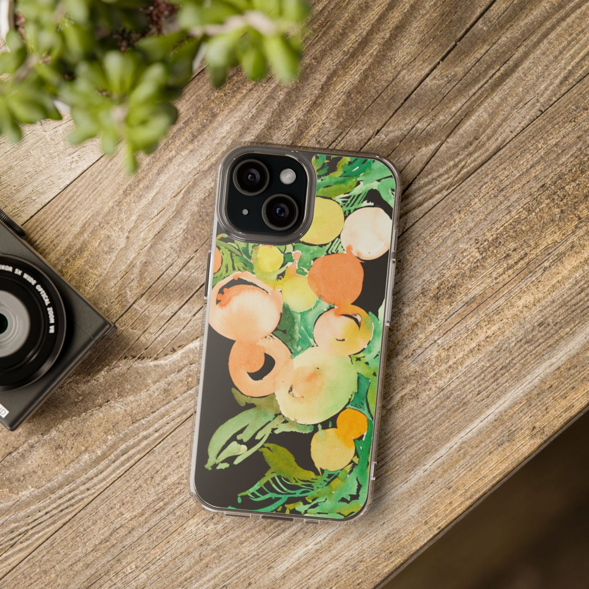 Watercolor Peaches Clear Phone Case - Brooke Zitting, LLC