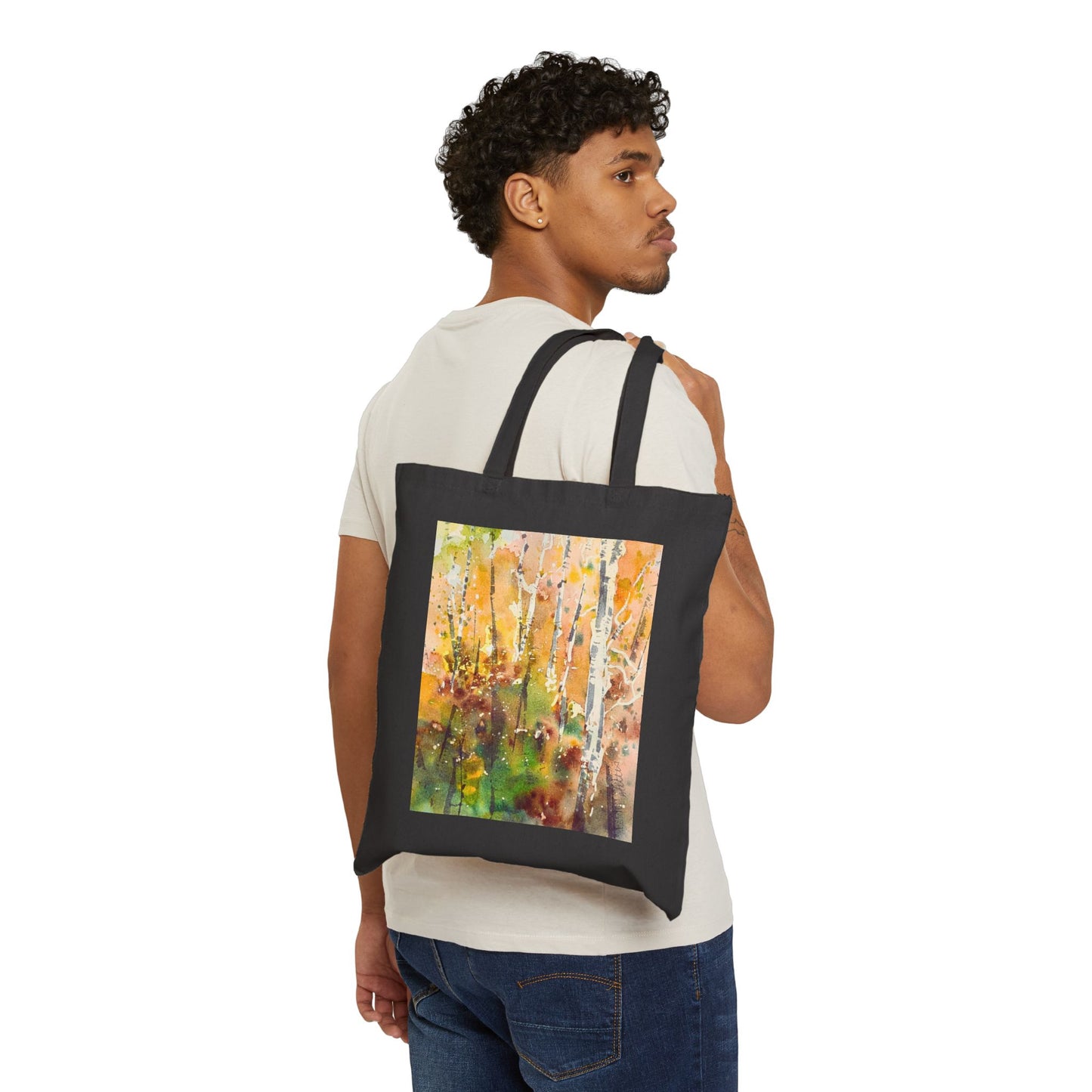Autumn’s Gentle Haze Cotton Canvas Tote – Eco-Friendly Beach & Shopping Bag for Ocean Lovers