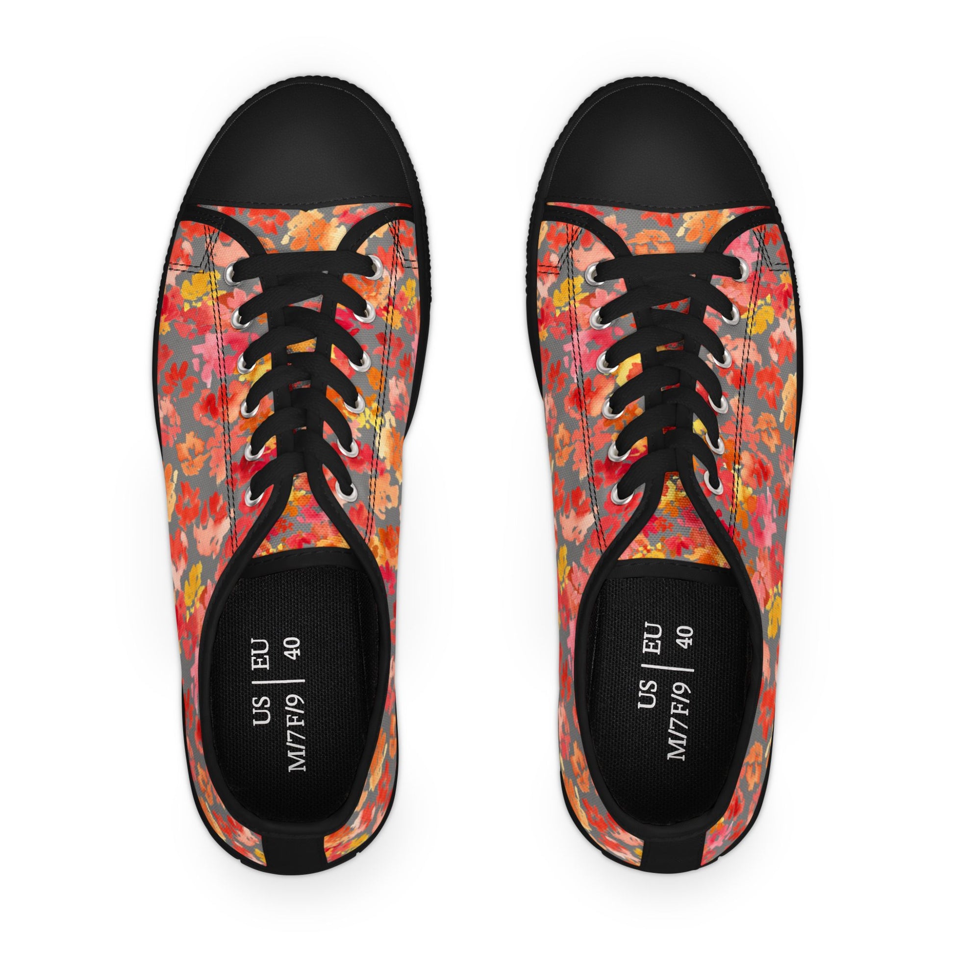 Watercolor Posy on Grey Accent Low Top Sneakers – Stylish Shoes for All | Unique Gift Idea - Brooke Zitting, LLC