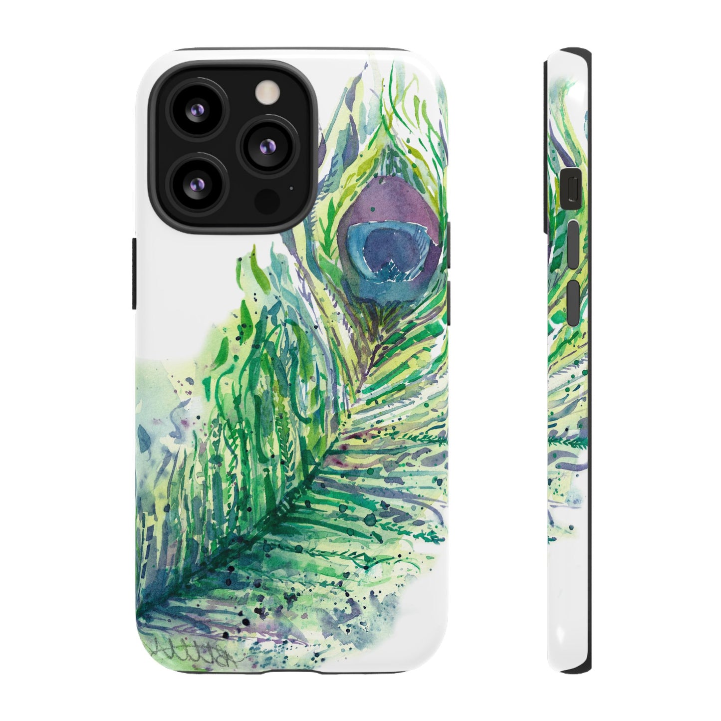 Colorful Peacock Feather Tough Phone Case – Stylish Nature-Inspired Mobile Cover & Unique Gift Idea - Brooke Zitting, LLC