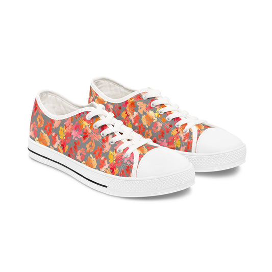 Watercolor Posy on Grey Accent Low Top Sneakers – Stylish Shoes for All | Unique Gift Idea - Brooke Zitting, LLC