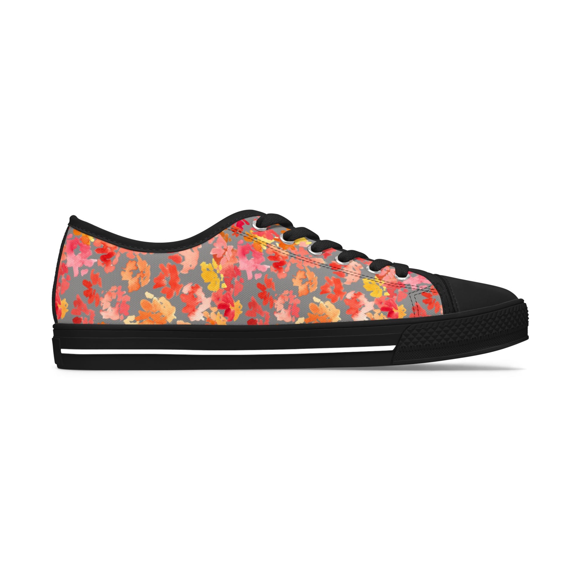 Watercolor Posy on Grey Accent Low Top Sneakers – Stylish Shoes for All | Unique Gift Idea - Brooke Zitting, LLC